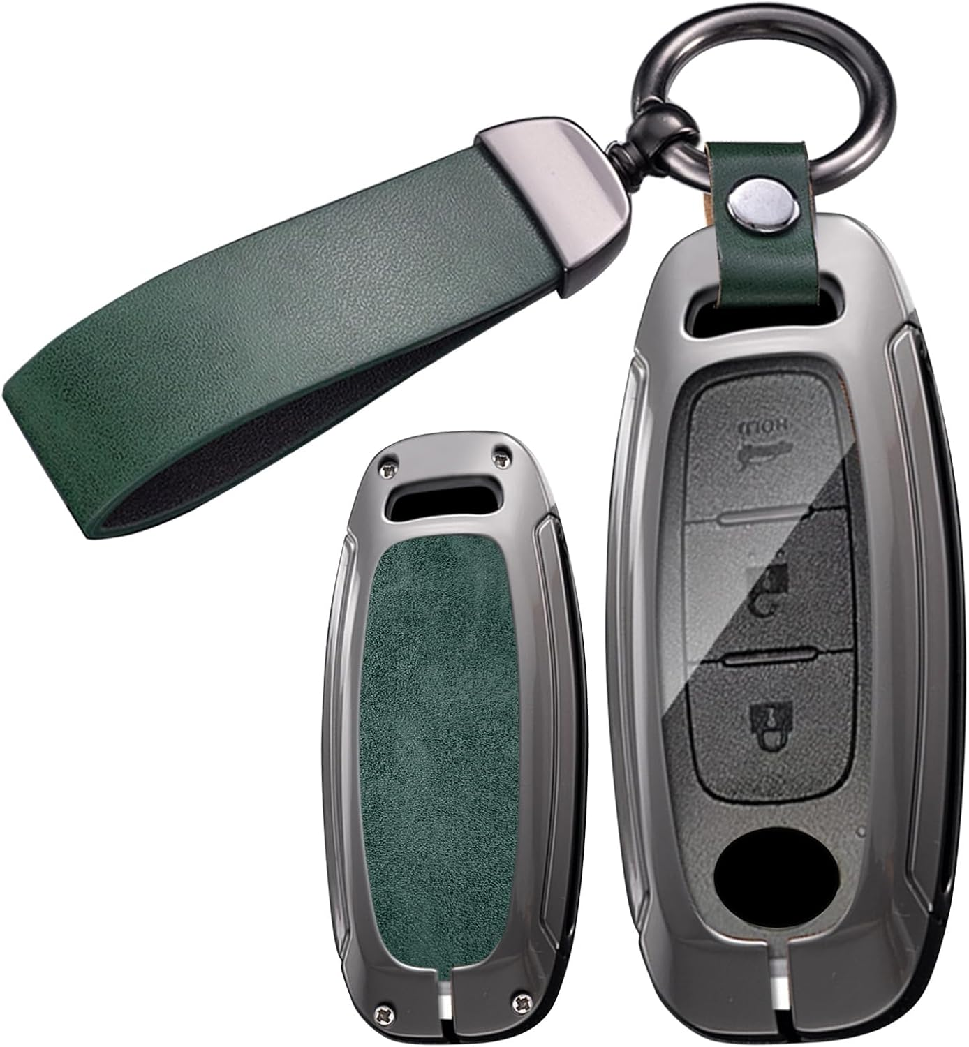 Ontto Metal Leather Car Key Fob Cover Fit for Nissan Ariya Qashqai X-Trail Epower Juke Teana 2023 2024 Smart Key Holder Case Keyring Shell Bag Keychain Auto Styling Accessories