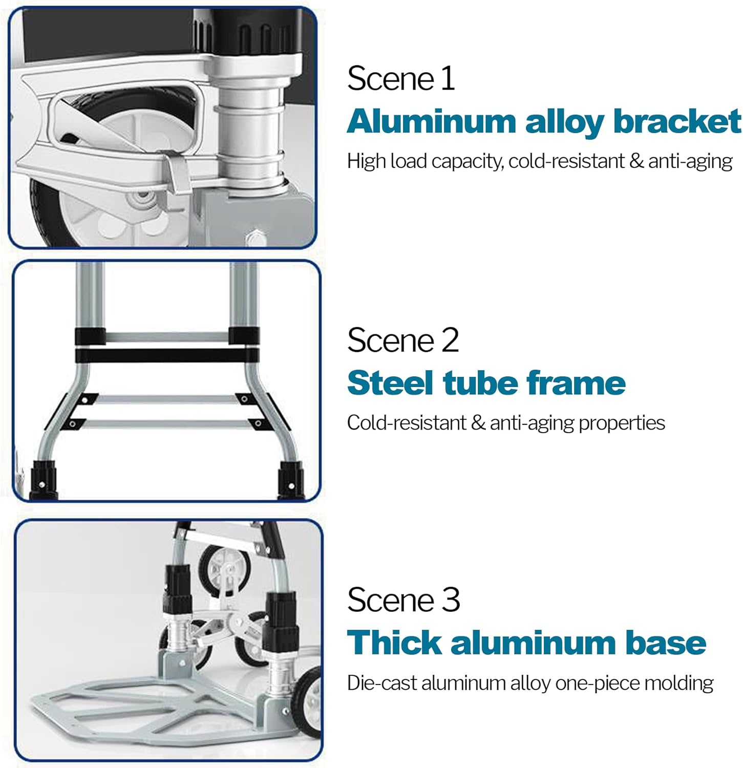 SALESBAY Stair Climbing Trolley Cart 10 Wheels Folding Hand Truck Aluminum 70KG