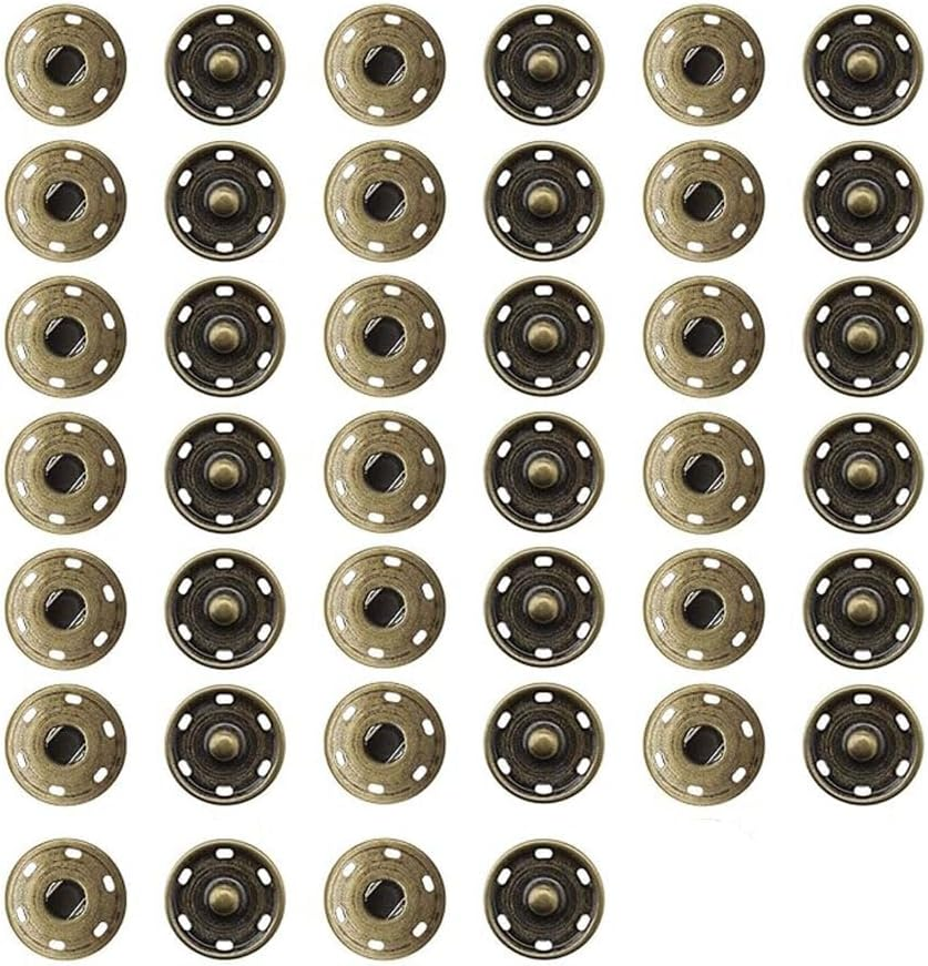 20 Sets 30Mm Copper Sew on Snap Buttons Press Studs Fasteners for Garment, Jeans, Bags, Jackets, Windbreakers DIY Sewing Clothing Accessories - Antique Bronze
