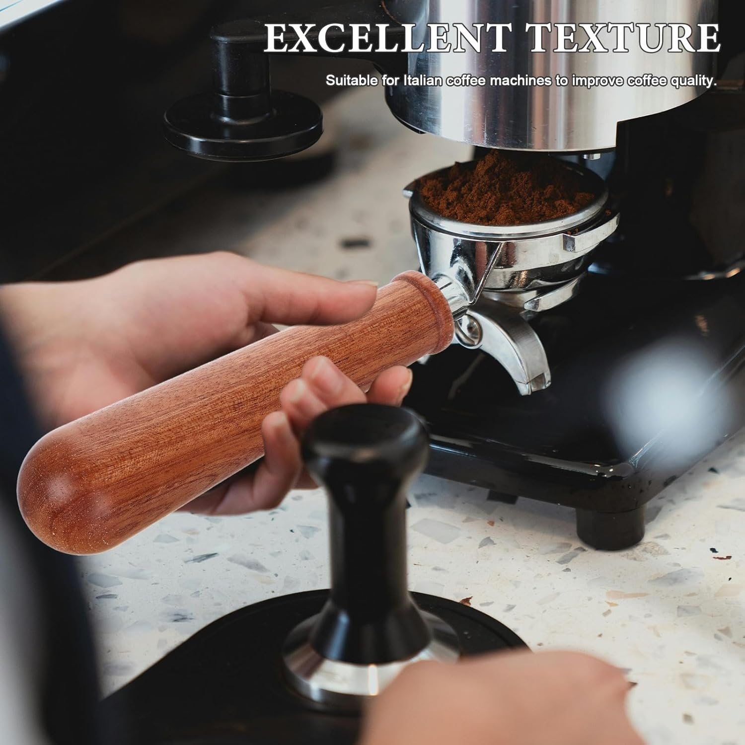 OSALADI Wooden Portafilter Handle M10 Wenge Coffee Machine Accessory Bottomless Espresso Handle Replacement for Cafe and Home Bar Use image number 2