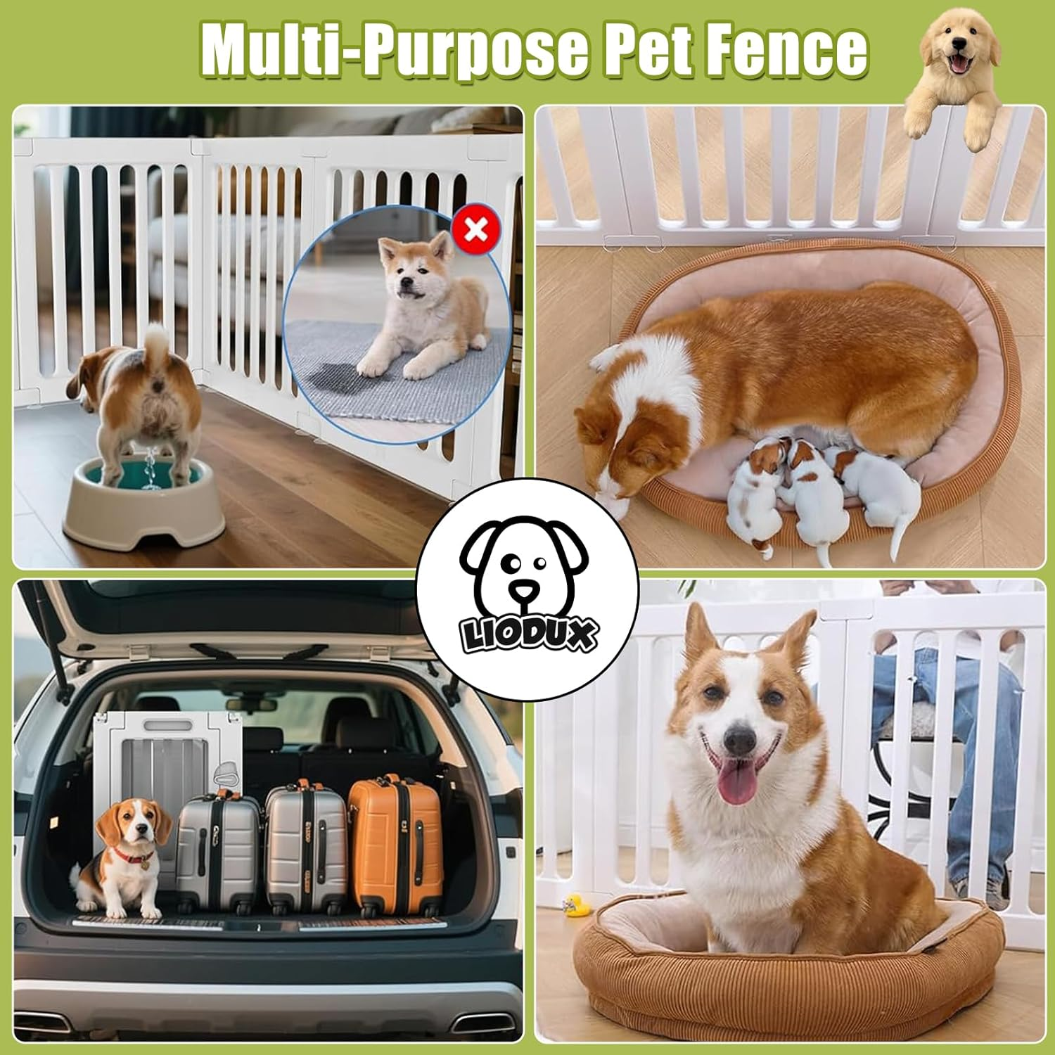 LIODUX Modern Design Pet Pen Fence, 14/16/18 Panels Plastic Puppy Enclosures, Dog Playpen, Easy Assemble Foldable Dog Crate for Puppy Cat Bunny Small/Medium Dogs (18 Panels) image number 4