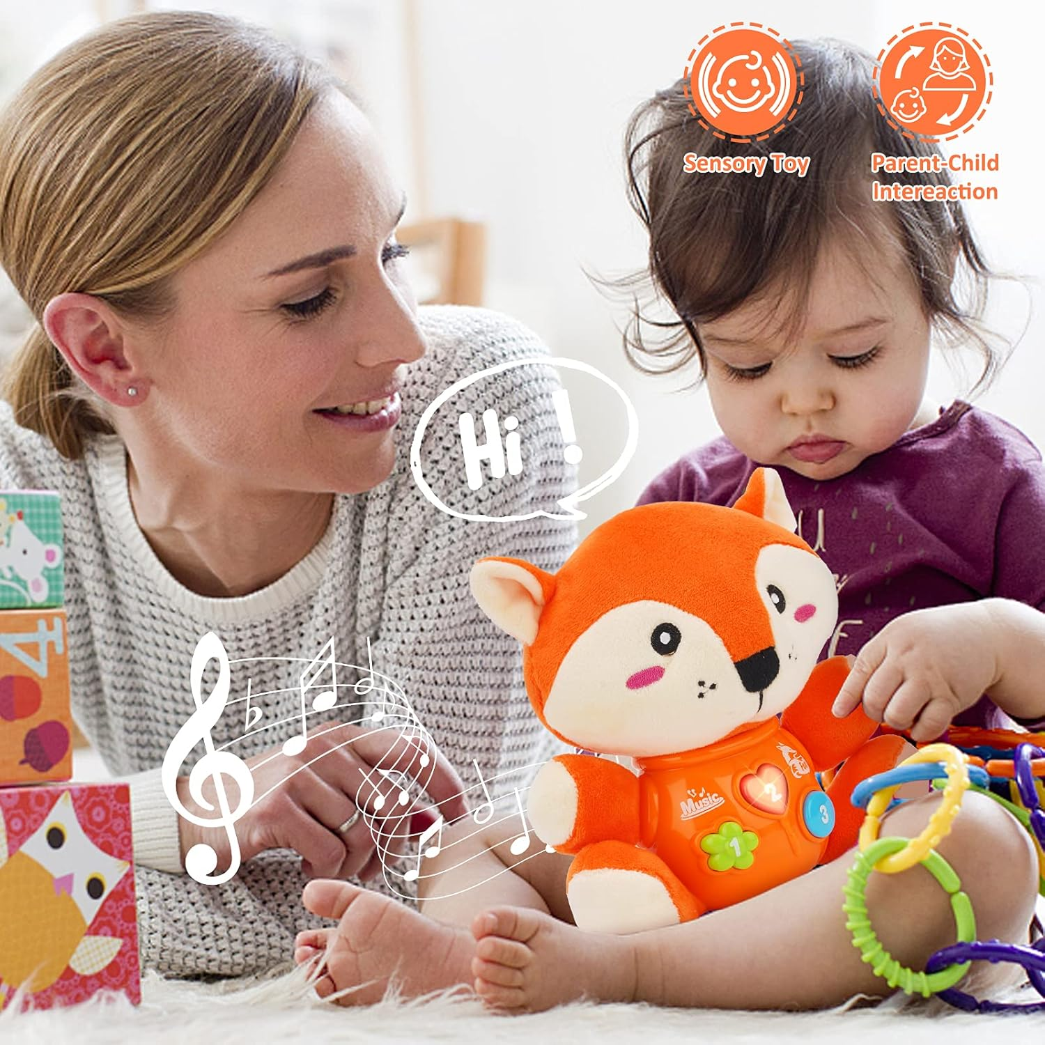 Musical Baby Toys, Daboot Cute Fox Baby Newborn Toys for Toddlers Babies 0 3 6 9 12 Month, Infants Baby Toy for Girls and Boys Best Gift image number 6