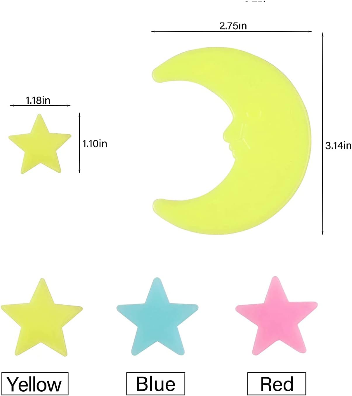 200 Pcs Colorful Glow in the Dark Luminous Stars and Moon Fluorescent Noctilucent Plastic Wall Stickers Murals Decals for Home Art Decor Ceiling Wall Decorate Kids Bedroom Room Decorations image number 4