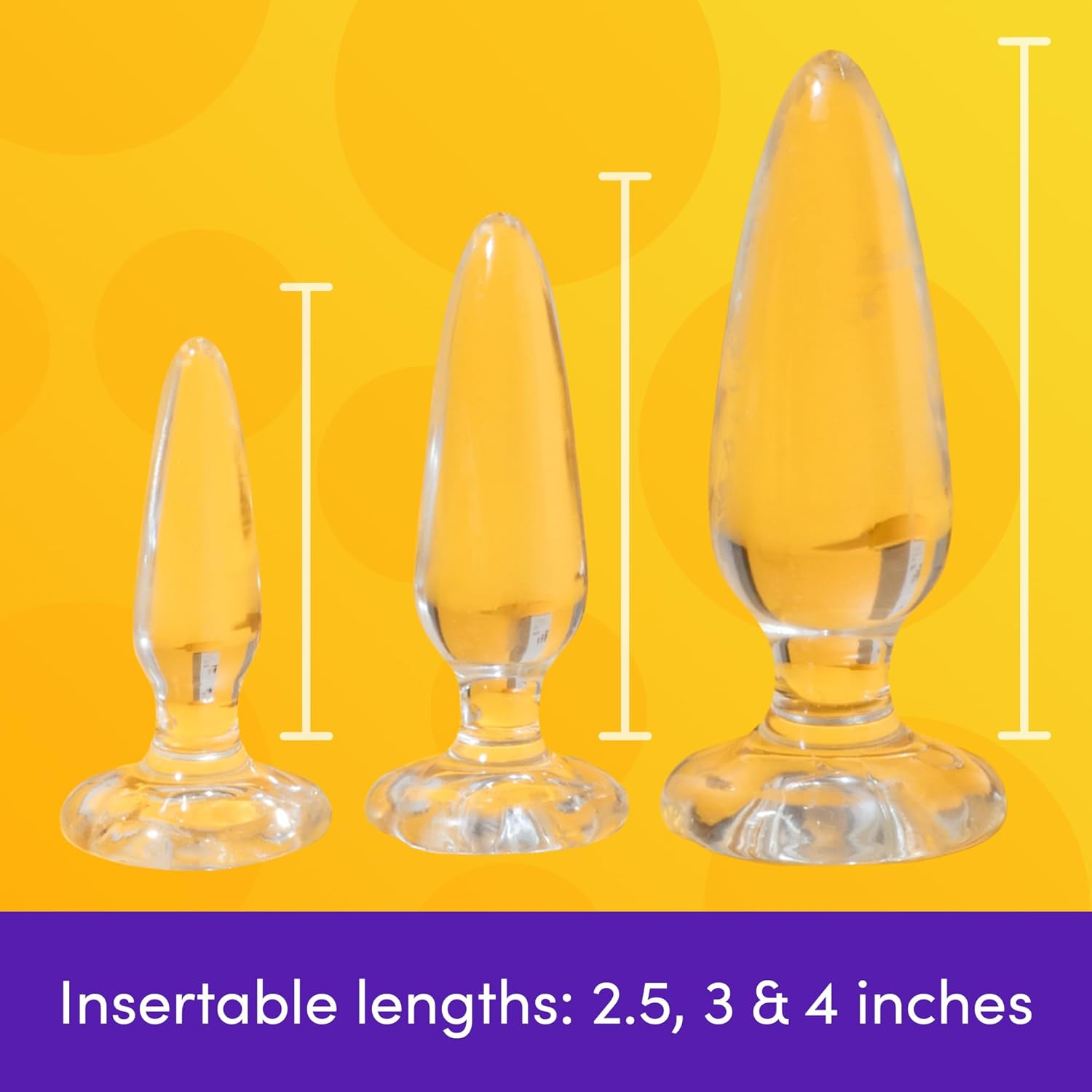 Lovehoney Anal Training Kit - 3 Piece Crystal Clear Butt Plug Set - Progressive Size Small to Large Suction Cup Anal Plugs - 2.5-4 Inch Adult Sex Toys for Men, Women & Couples image number 3