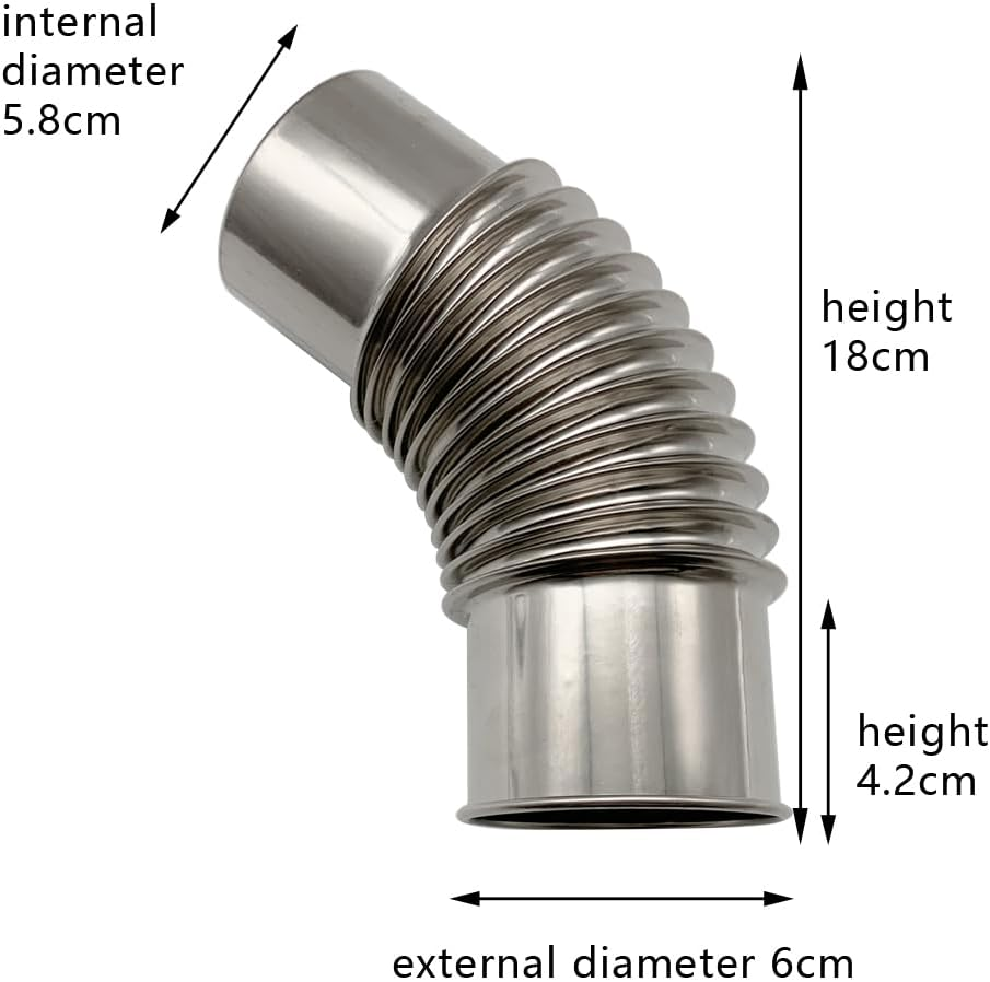 Elbow Chimney Diameter 6Cm 90 + 45 Degree 2 Stainless Steel Camper Wood Stove Chimney Elbow Pipe image number 5