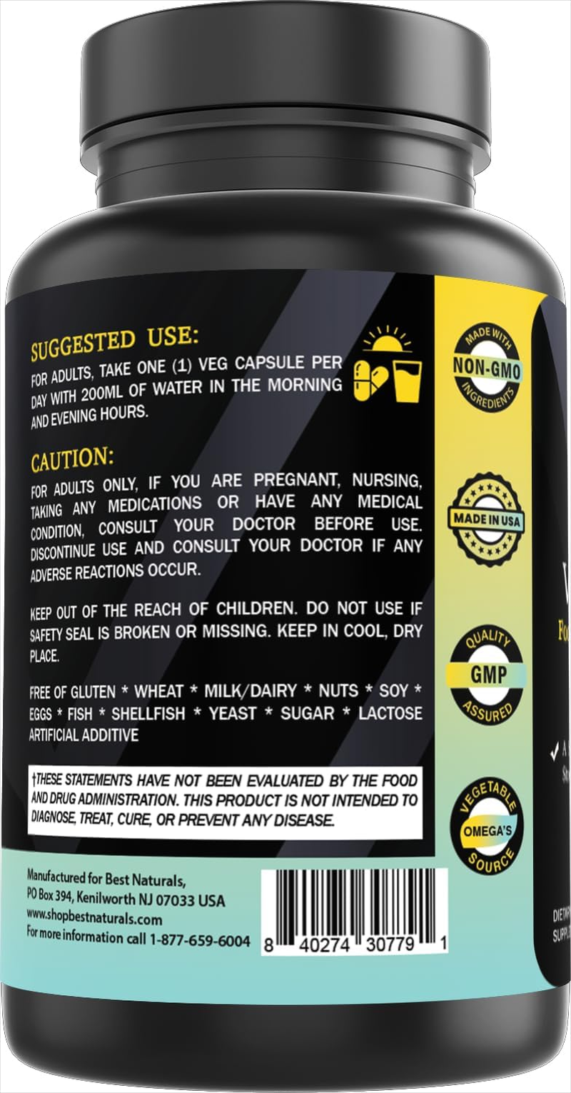 Best Naturals Day-To-Day Vitamin D 5000 IU 90 Veg Capsules - Made with Mushroom, Fruit Vegetable, Omega 3-6-9, & Digestive image number 2