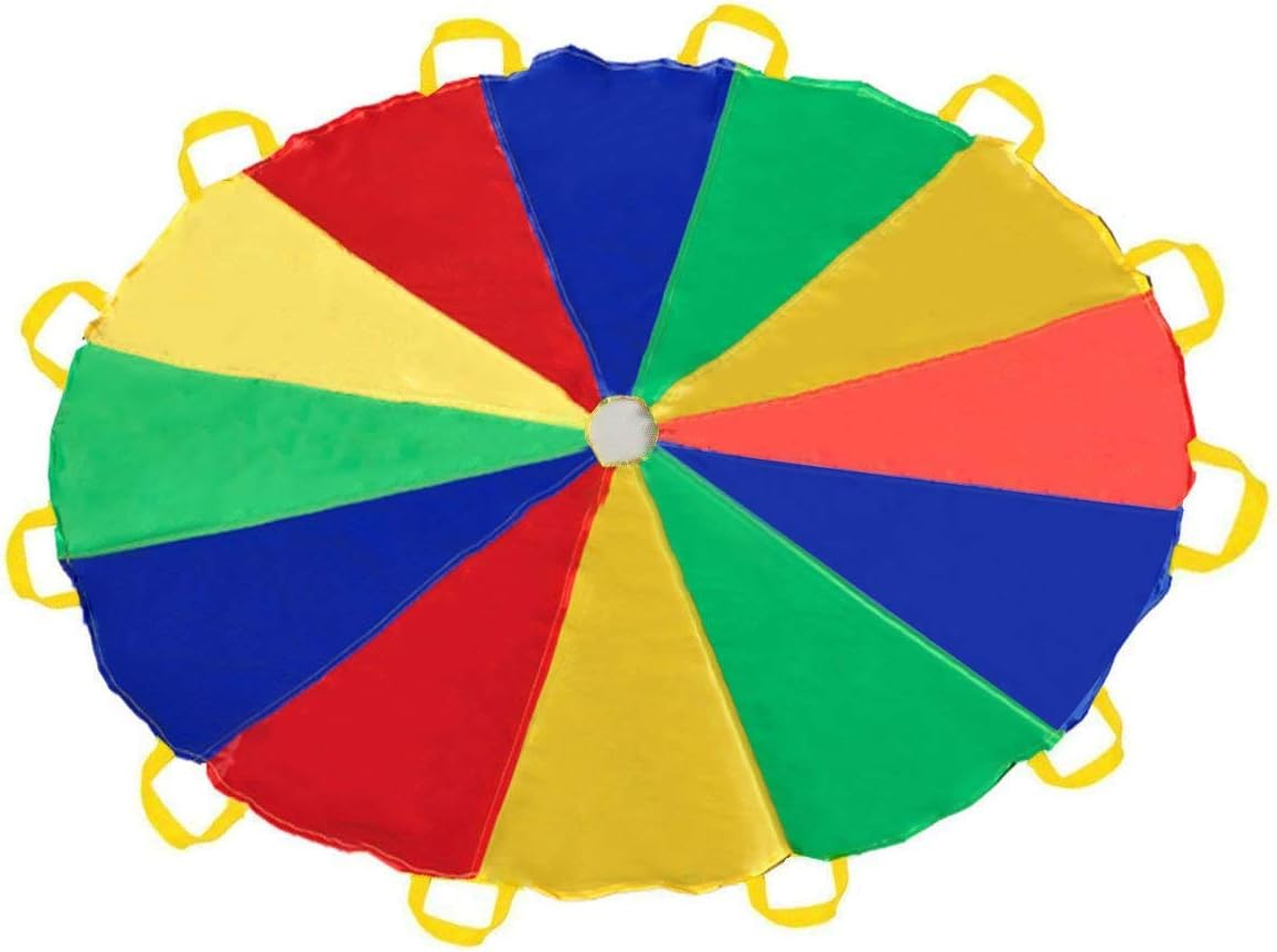 Sonyabecca Parachute 8 Feet 10 Feet 12 Feet for Kids with 9 Handles 12 Handles Play Parachute for 8 12 Kids Tent Cooperative Games Birthday Gift image number 6