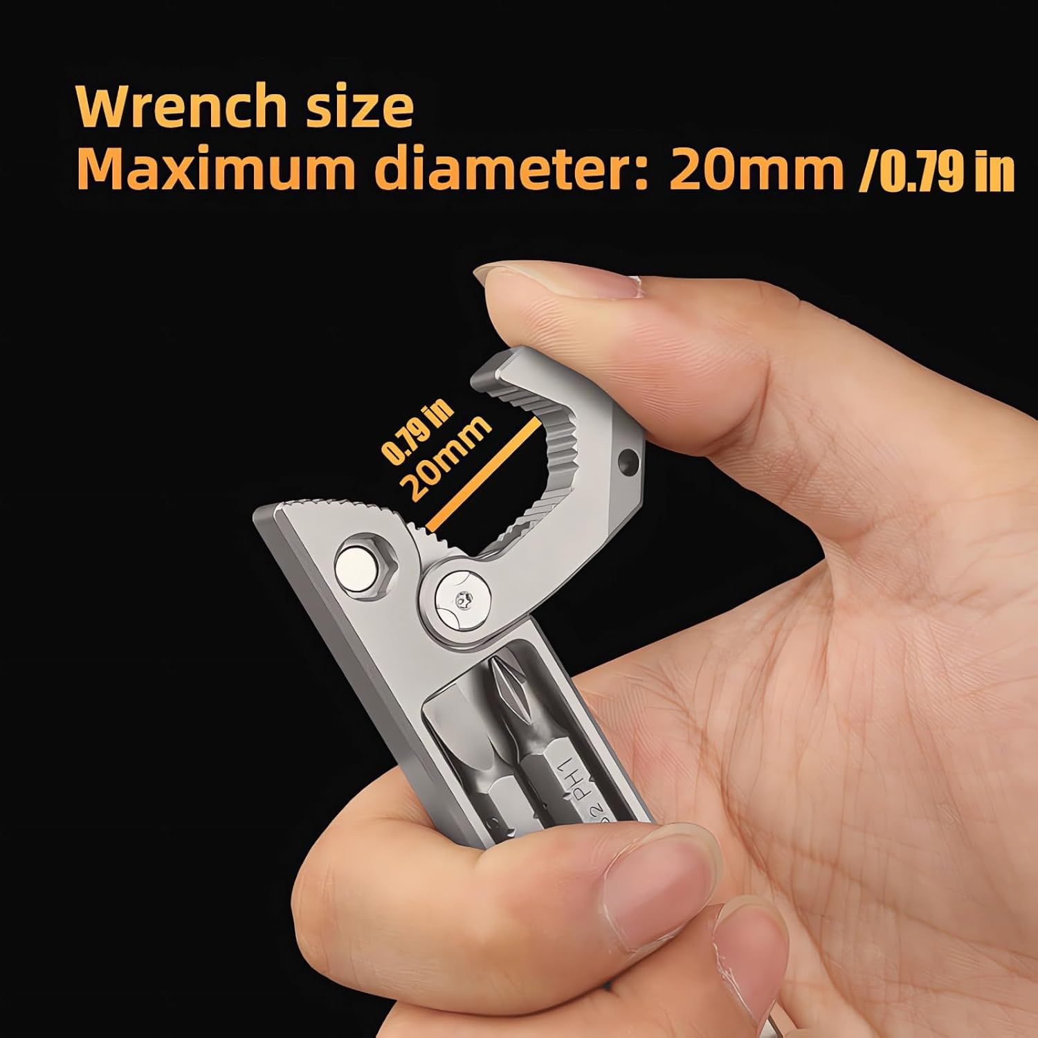 Titanium Pry Bar EDC Tool,Versatile Pry Tool,Bottle Opener,Wrench,Ratche Screwdriver,Crowbar in One,Compact Versatile Pocket Pry Bar for Everyday Carry image number 4