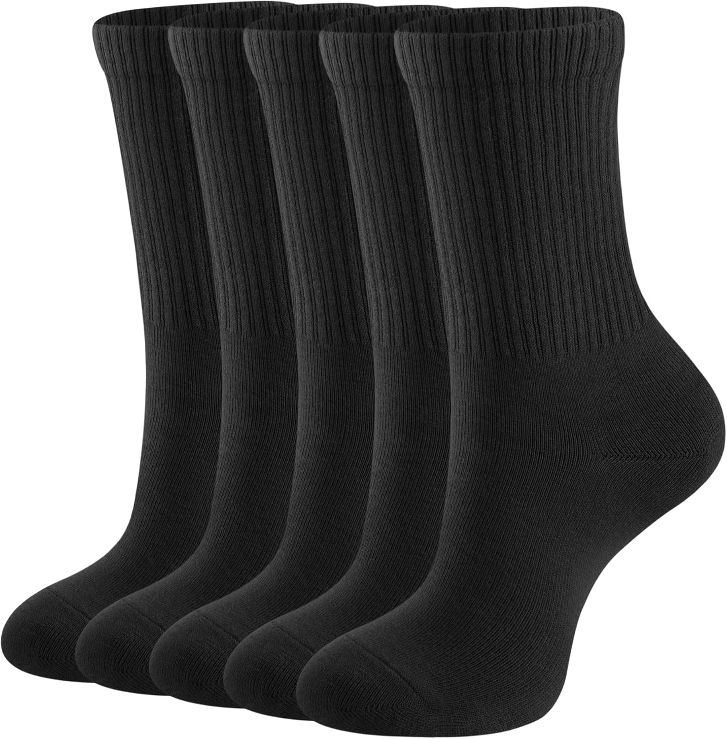 CLOSEMATE Womens Calf Crew Socks Comfortable Soft Cotton and Lightweight 5 Pairs