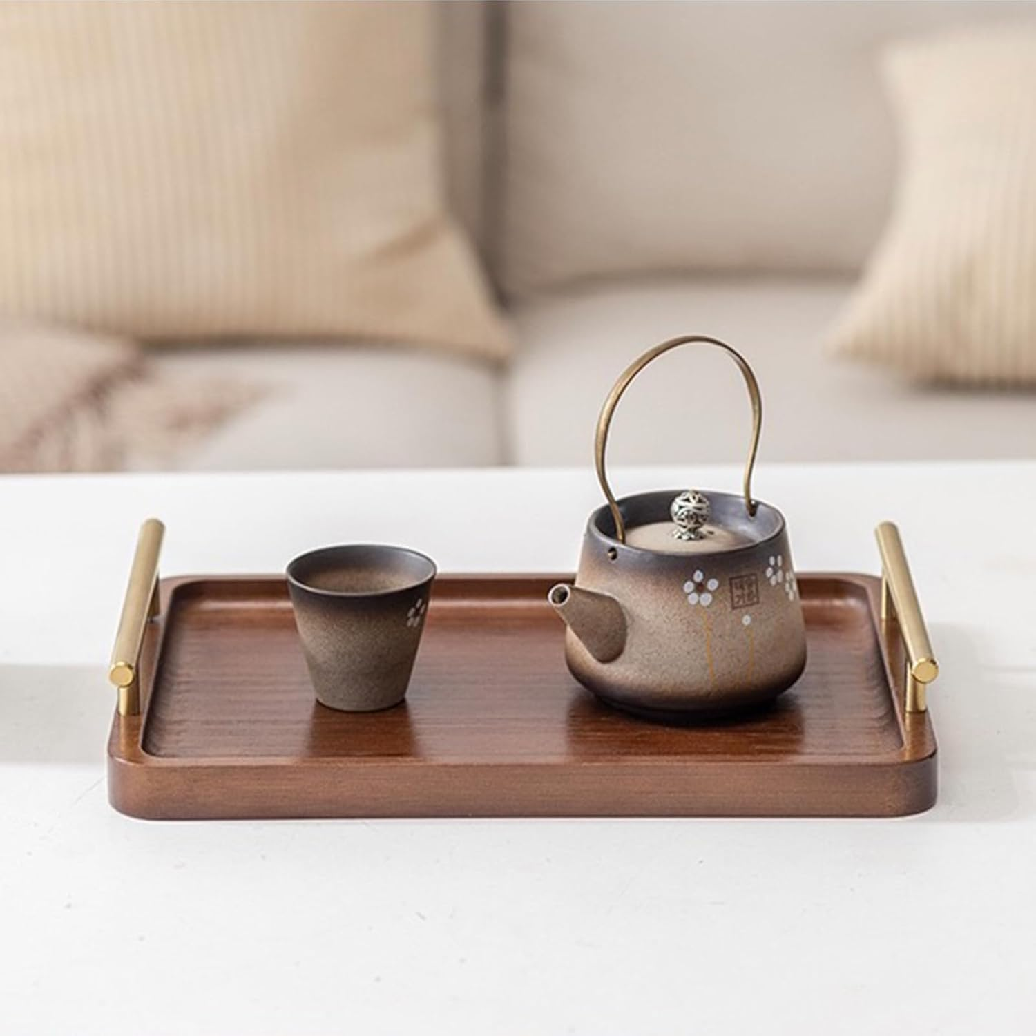 Serving Tray with Gold Handles, Food Tray for Breakfast,Coffee Table,Dinner & Bar, Decorative Tray for Kitchen, Bedroom image number 5