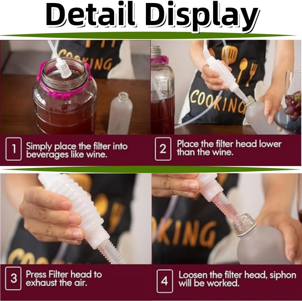 Jindizi 2Pcs X 2Metres Hand Syphon Pump with Filter Trap Home Brew Beer Siphon Filter Soft Pipe Hose for Transferring Wine Beer image number 4