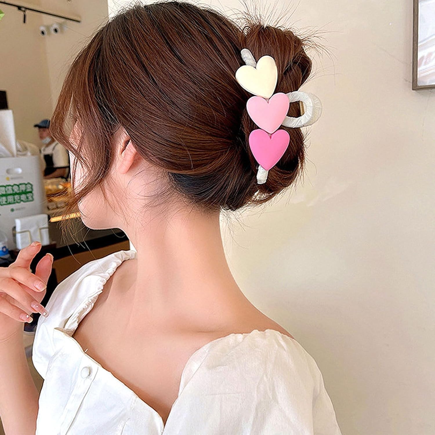 Heart Hair Clips for Women, Large Heart Hair Clips, Strong Hold Hair Clip, Romantic Hair Styling Accessories, Cute Clamp Clips for Women (Colour 1)