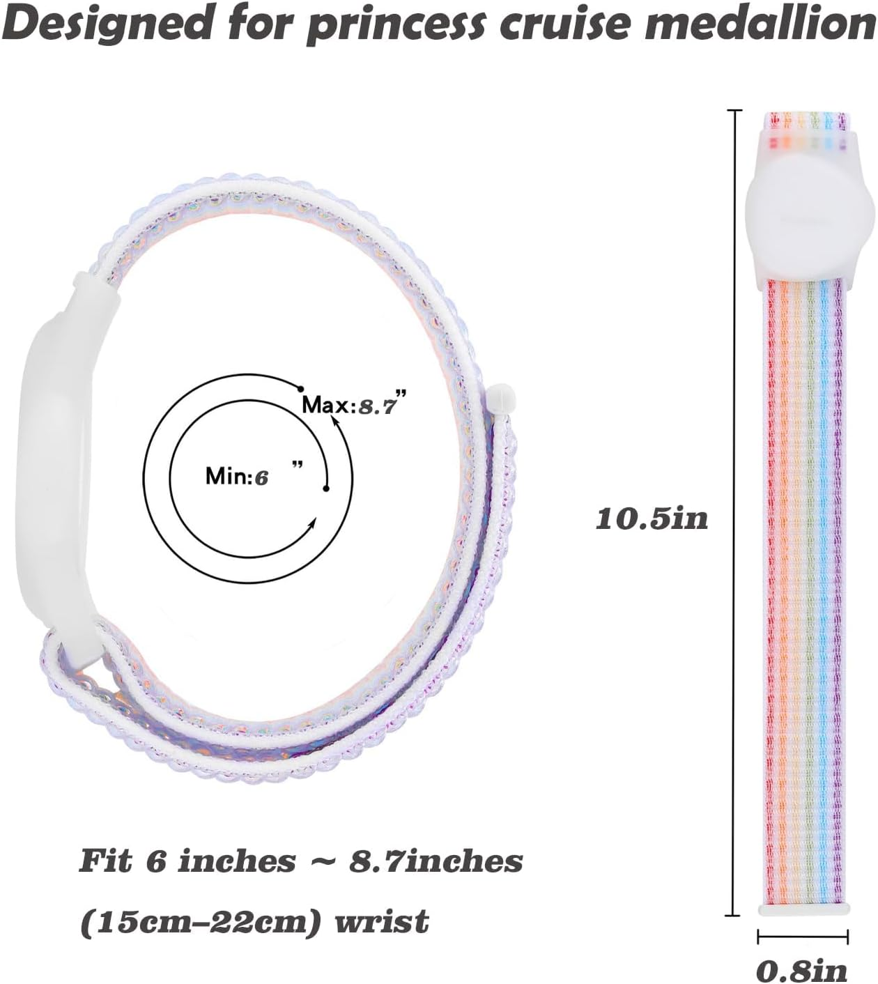 Generic 2 Packs Princess Cruise Medallion Holder,Compatible for Princess Cruise Medallion,Breathable Hook&Loop Nylon Sport Style (Pink-Grey)