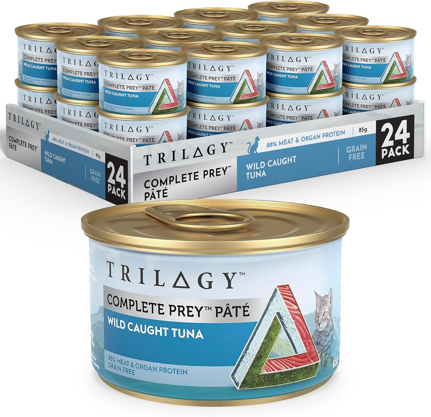 Trilogy Complete Prey P&acirc;t&eacute; Wet Cat Food, Wild Caught Salmon, 24X85G, Grain Free Natural P&acirc;t&eacute;, 88% Meat & Organ Protein for Healthy Muscles and Hydration image number 1