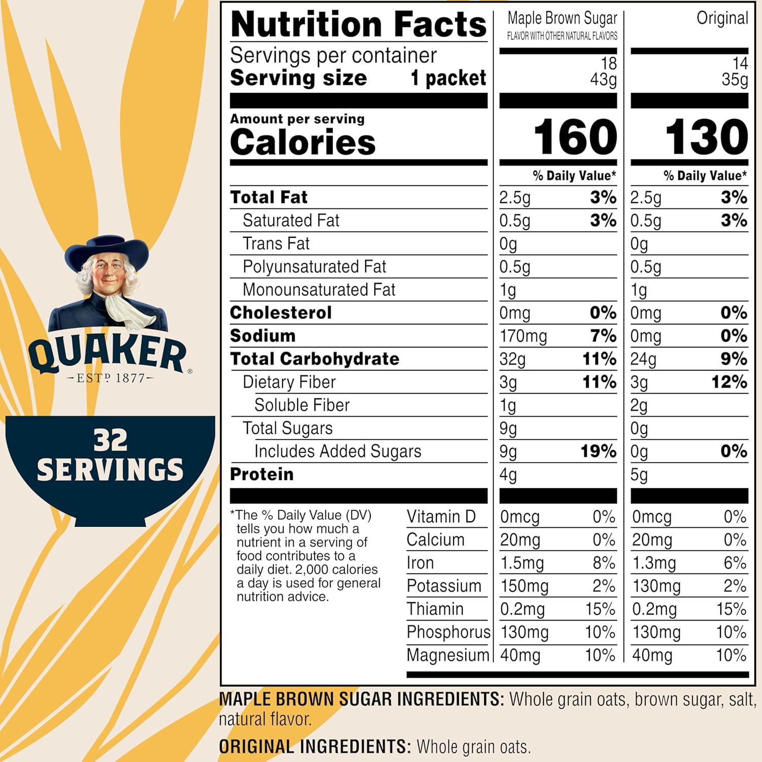 Quaker Instant Oatmeal, 2 Flavor Gluten Free Variety Pack, 32 Count image number 3