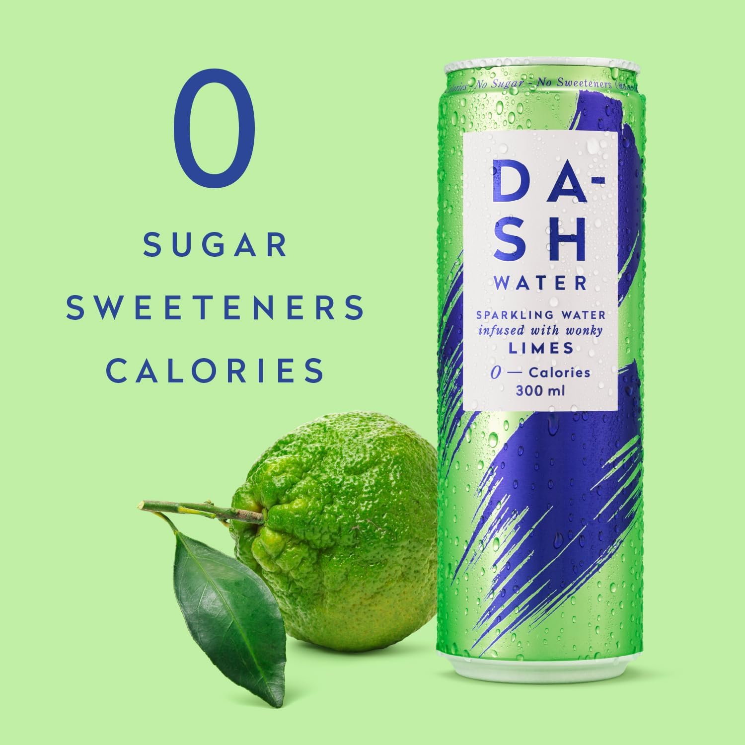 Dash Water Lime - 24 X Lime Flavoured Sparkling Spring Water - NO Sugar, NO Sweetener, NO Calories - Infused with Wonky Fruit (24 X 300Ml Cans) image number 3