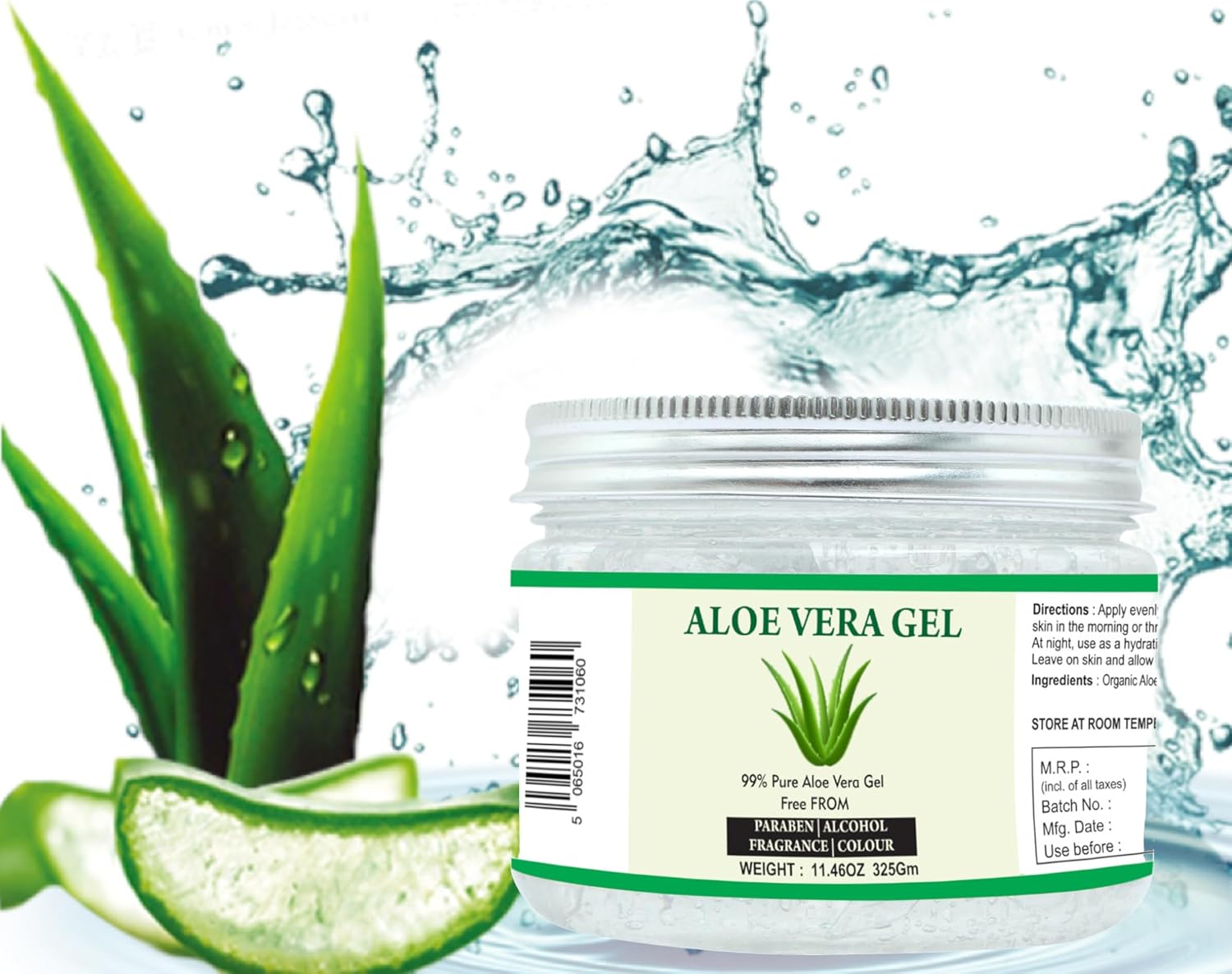 Raslok Aloe Vera Gel | 100% Pure Natural Aloe Gel | for Moisturizing Face Skin & Hair Care,Durable Moisturizing Hydrating Soothing | Non-Sticky (325Gm) image number 1