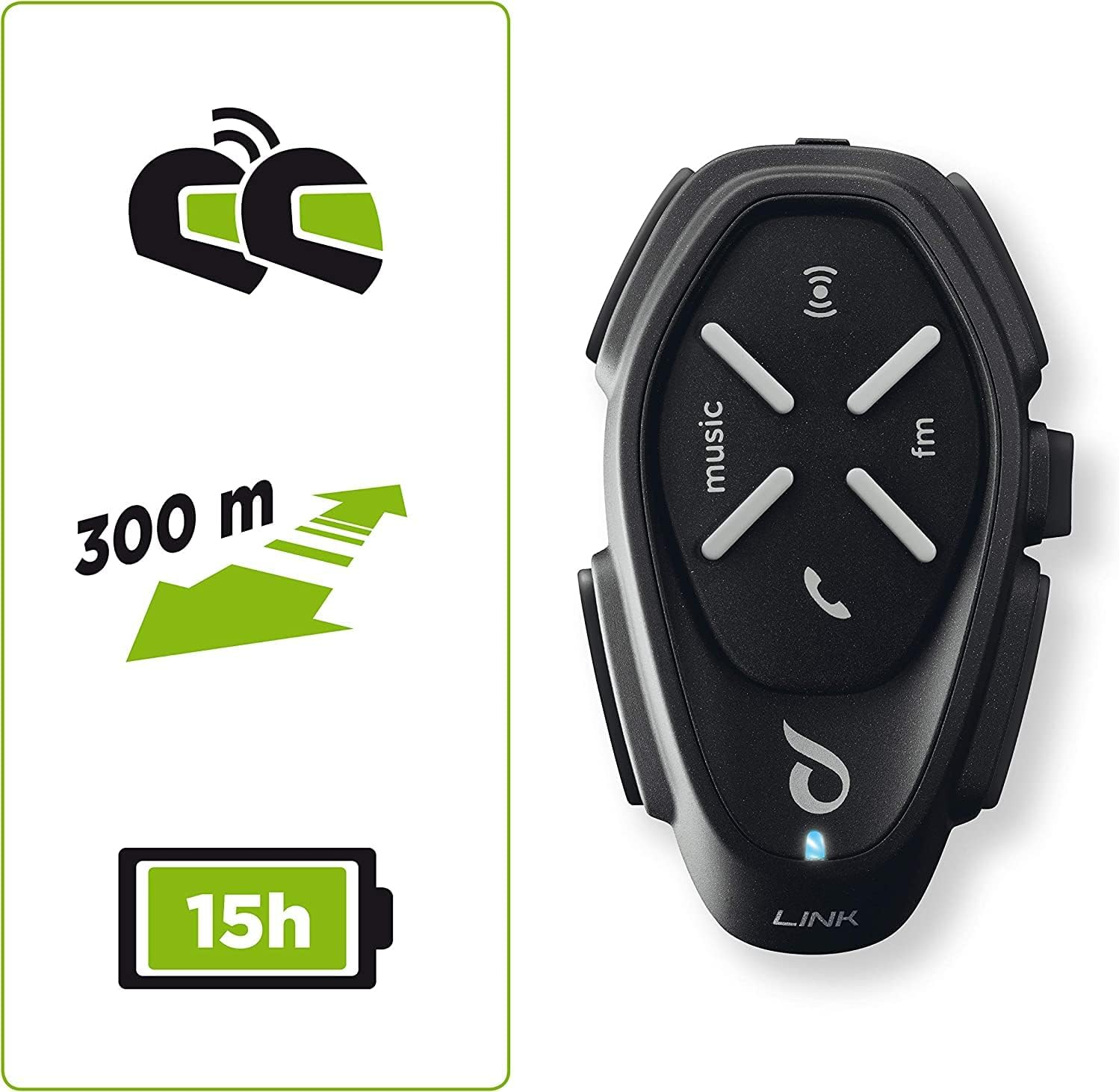 INTERPHONE Link HD Motorcycle Helmet Dual Intercom Stereo Headset High Fidelity 40Mm Pilot Use Distance 300M Autonomy 20 Hours GPS TFT Waterproof IPX67