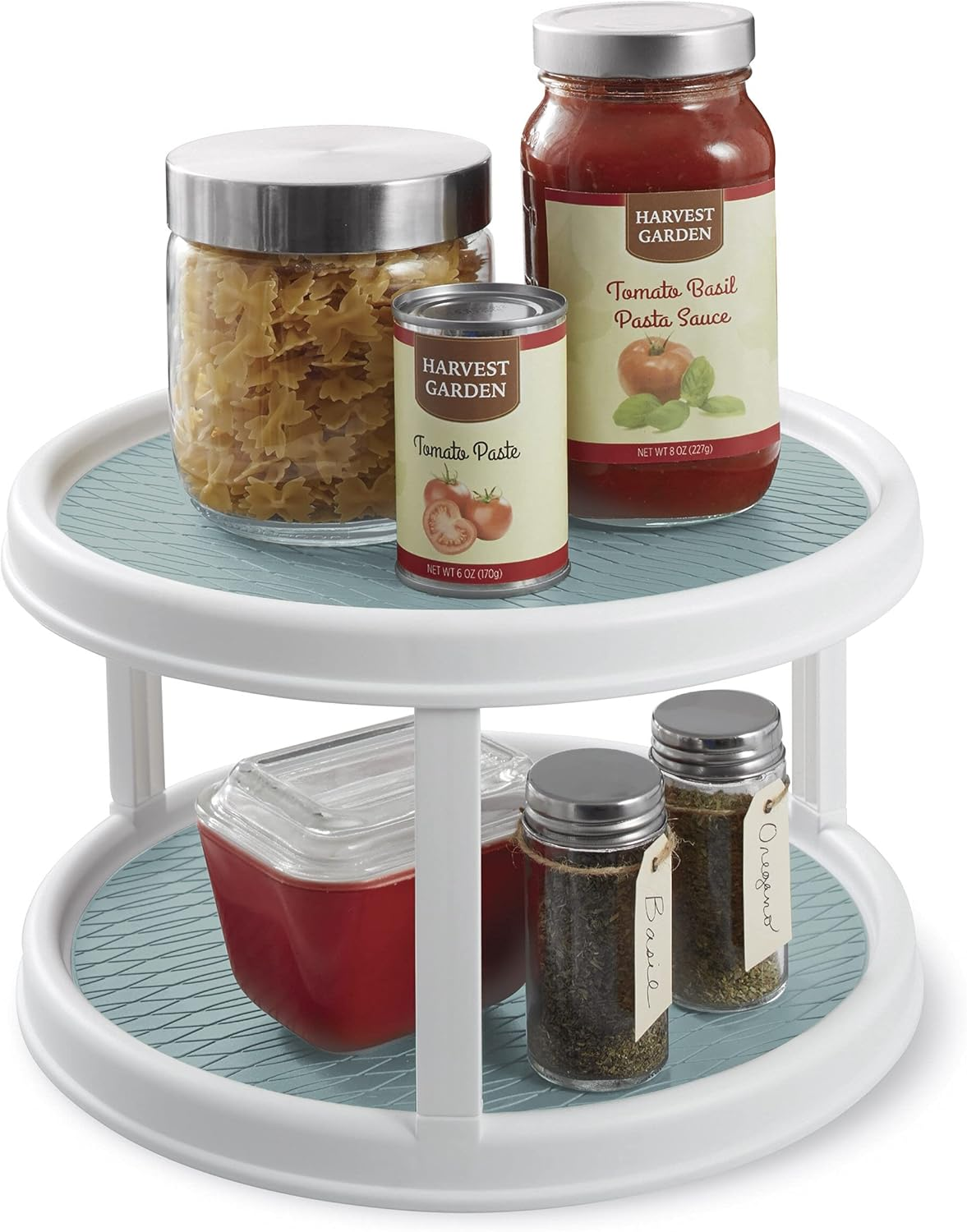 Copco Non-Skid 2 Tier Pantry Cabinet Lazy Susan Turntable, 12-Inch - Organize Kitchen, Bathroom, Home Office, Laundry Room, Garage, Craft Room - Kitchen Turntable & Pantry Organizer (Buxton Blue) image number 4