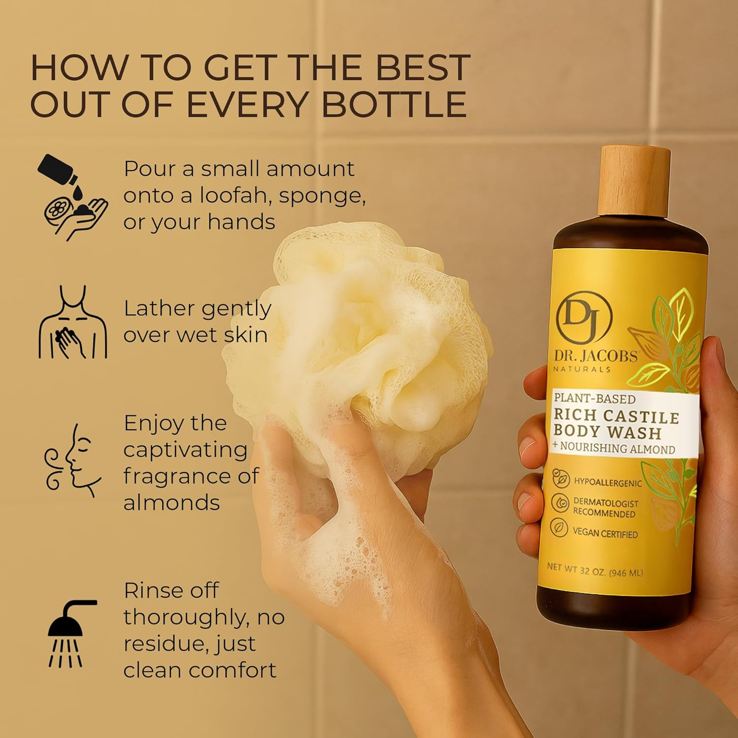 Dr. Jacobs Naturals - Almond Honey Pure Castile Soap - 950Ml image number 6