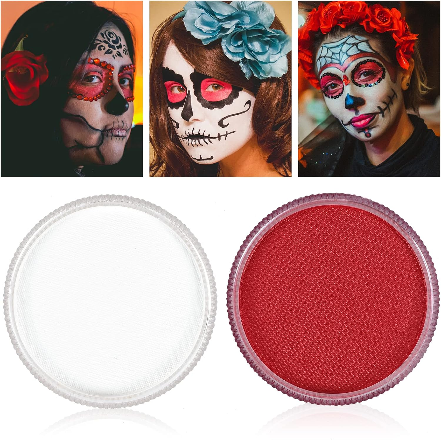 MOEMOE BABY Face Painting Kit Face Paint Body Professional Face Body Painting Kit Water Based Face Painting Makeup Safe for Kids & Adults - White+Light Green image number 5