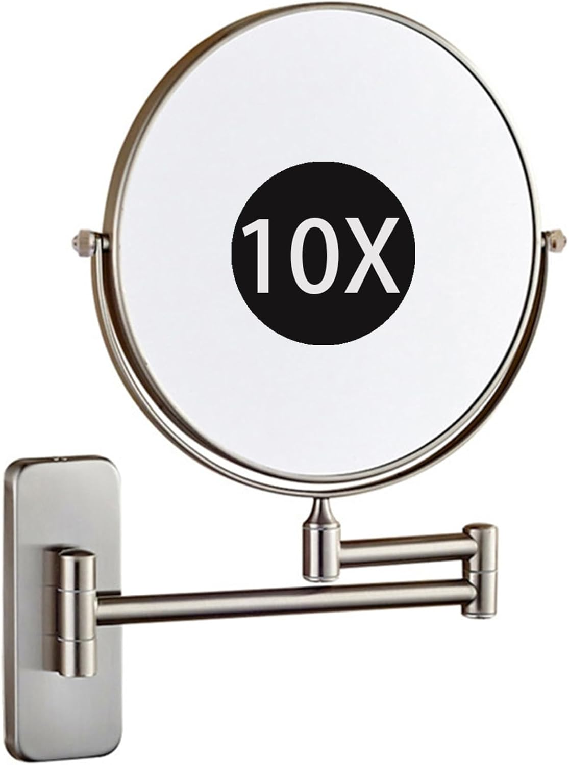 8" Wall Mounted Makeup Mirror with Magnification, Double Sided Magnifying Mirror, Extendable Cosmetic Vanity Mirror for Bathroom,Chrome,7X