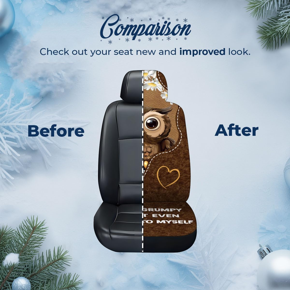 GENANY Owl I'M so Grumpy 2 Front Car Seat Covers for Car Truck Sedan SUV, Car Gifts, Durable Automotive Seat Covers, Breathable Bucket Seat Covers, Protective Interior Accessory - 02. Skellington Couple image number 5