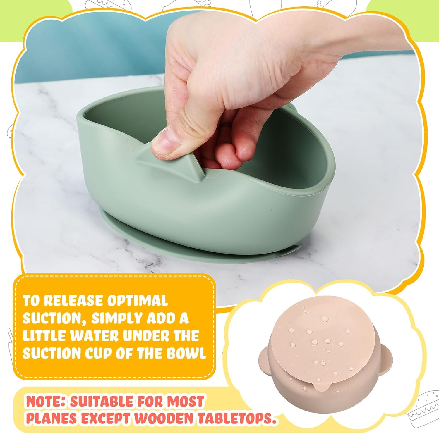 Nuogo 6 Pcs Stainless Steel Baby Bowls with Removable Silicone Shell 304 Toddler Bowls Kids anti Scald Snack Container for Food Feeding, Dishwasher Safe(Vivid Color,Suction-A) image number 2