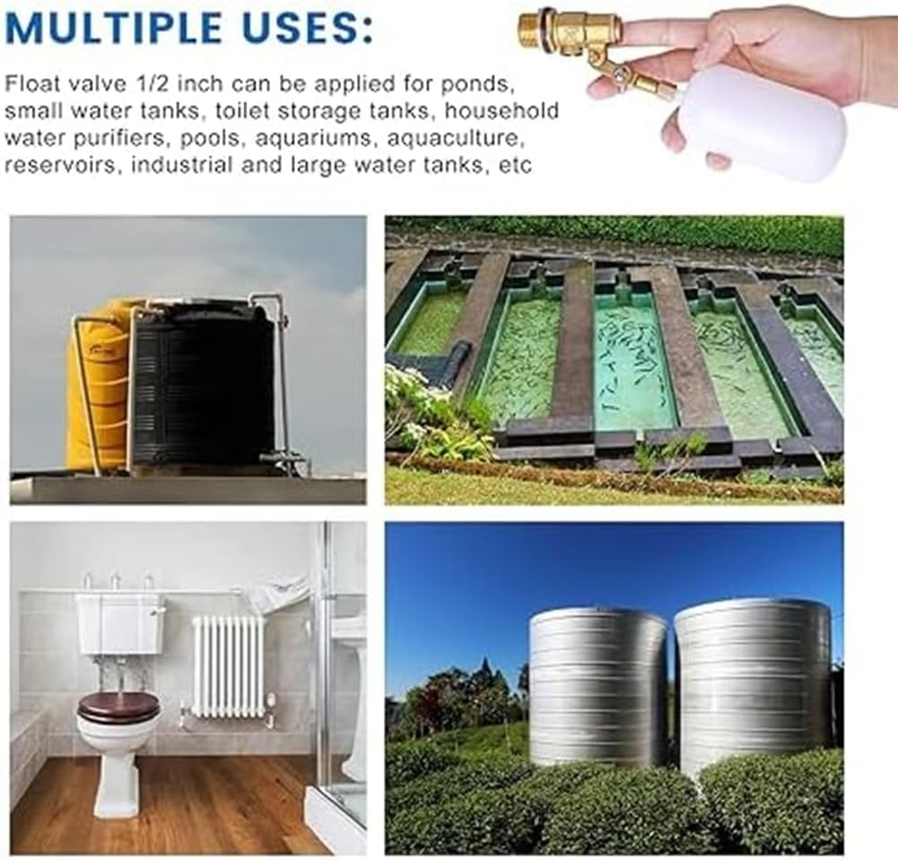 1/2 Inch Float Valve for Pond, Livestock Tanks, Aquariums - Water Shutoff Auto Fill Valve (3PCS)