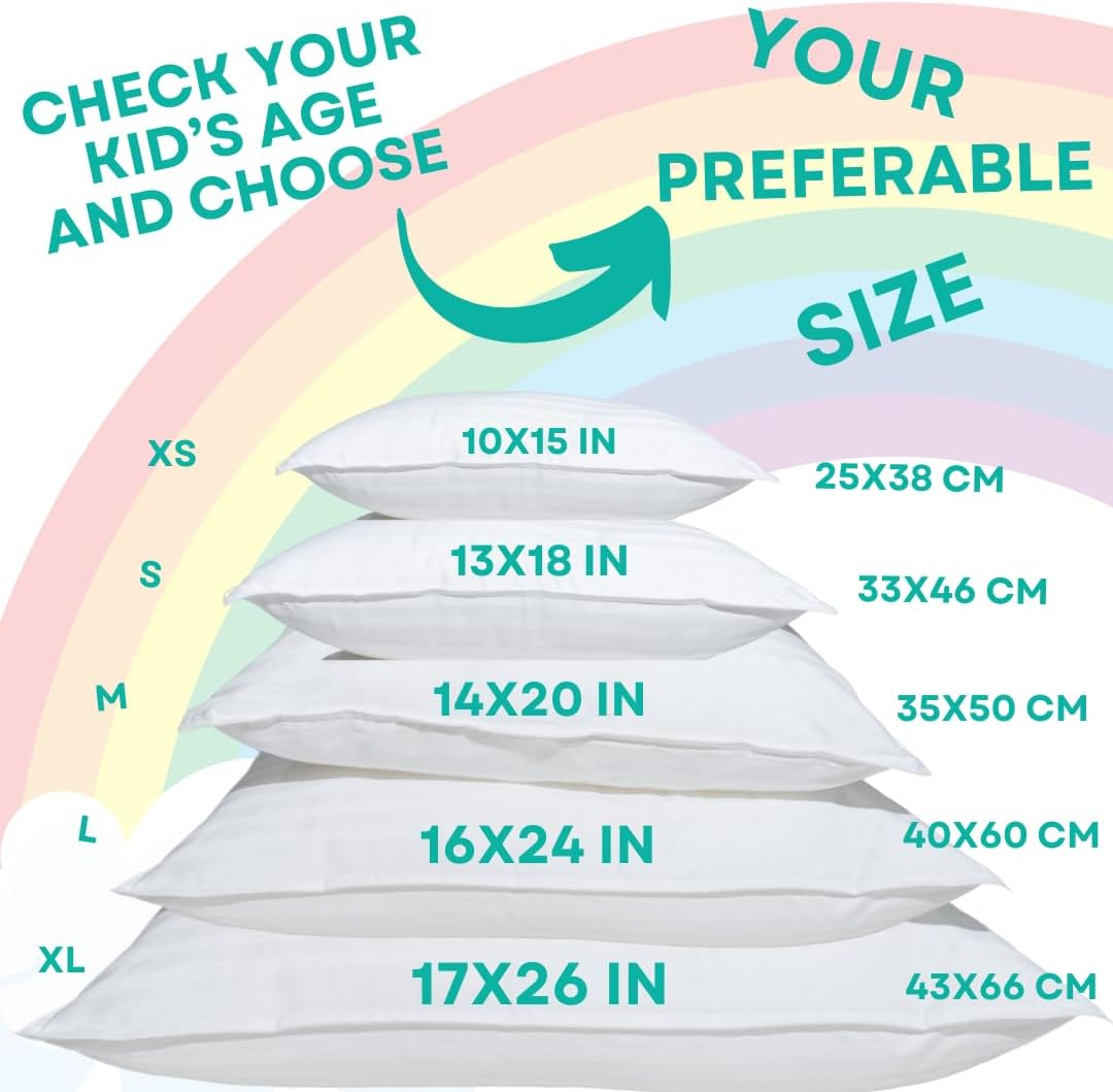 Kinder Fluff Toddler Pillows (2Pk) - the Only Pillow for Kids 300T Cotton Shell & down Alternative Fill - Machine Washable, Intended for Kids above 2 Years (25X38Cm - White) image number 1