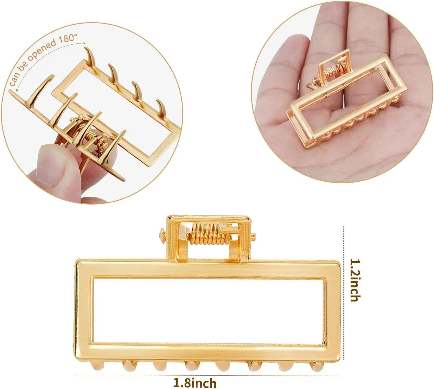 Metal Small Claw Clip, Gold Hair Accessory 4.6-5.1 Cm for Women Girls, Compatible with Long Thick Thin Straight Curly Wavy Hair CRFY image number 6