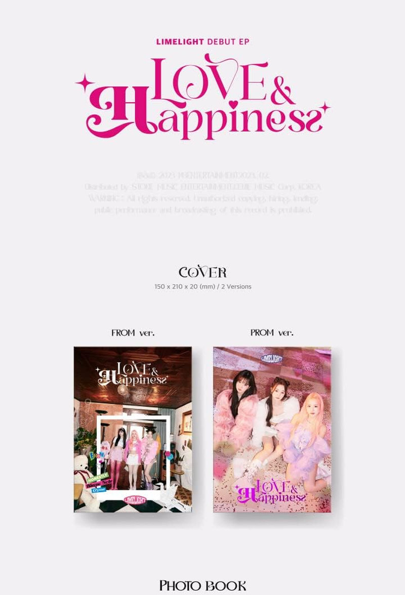 LIMELIGHT LOVE HAPPINESS Debut EP Album 2 Version SET Cd+144P Photobook+1P ID Card+1P Lenticular Photocard+2P Photocard+1Ea Message Film+1Ea Sticker+Tracking Kpop Sealed image number 4
