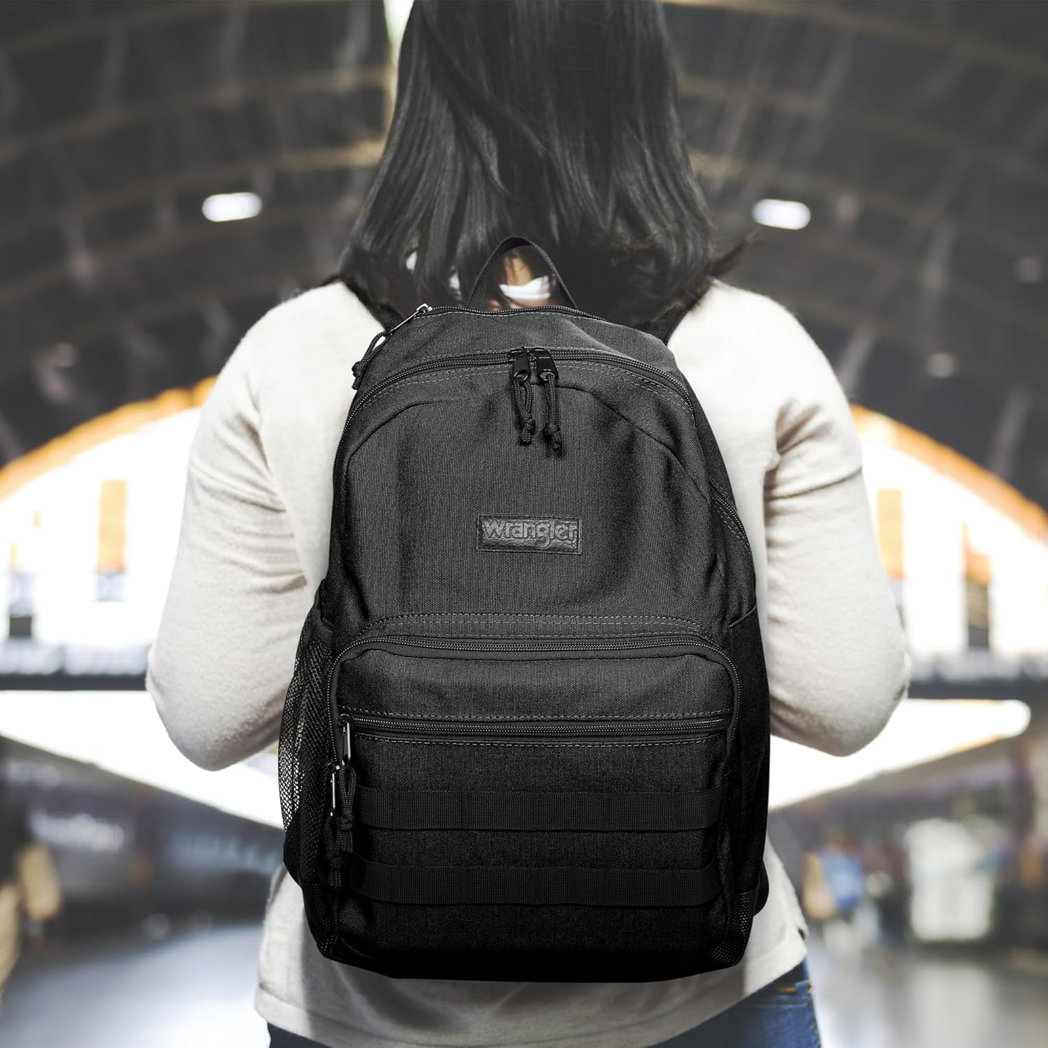 Wrangler Backpack for Men and Women, Casual Daypack for Travel, Work School，Laptop Backpack, Black, Large image number 4