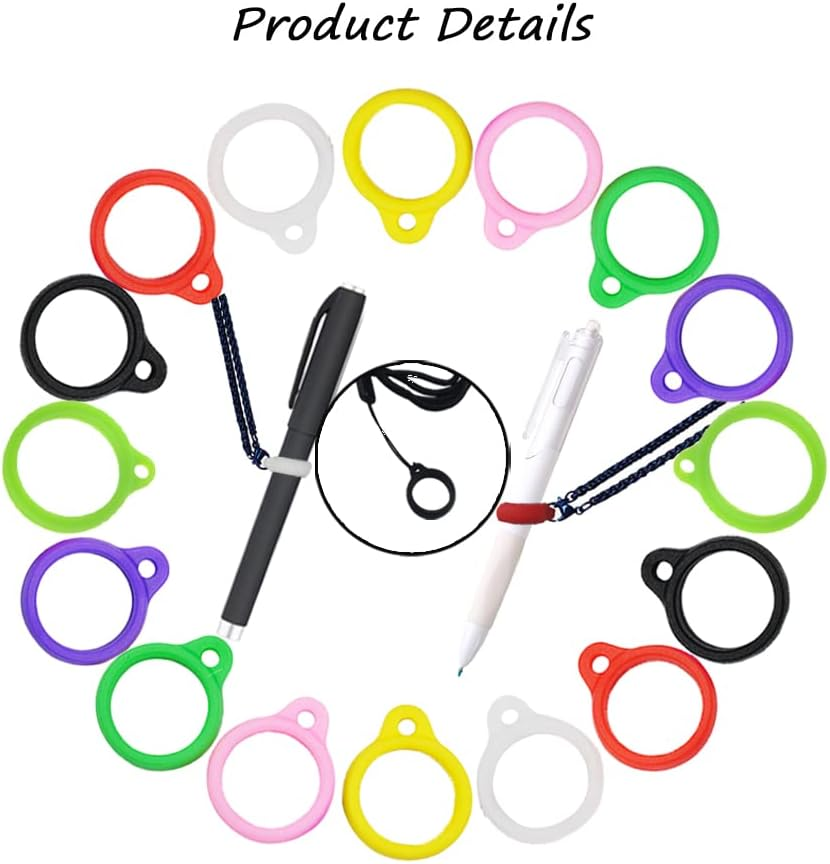 100 Pcs Anti-Lost Silicone Rubber Ring Holder, Silicone Lanyard Holder Case for Pen, Pen Anti-Lost Silicone Rubber Ring for Pen Devices Office or Daily Sports (Dia. 0.5"/13Mm, Mixing Colors, image number 2