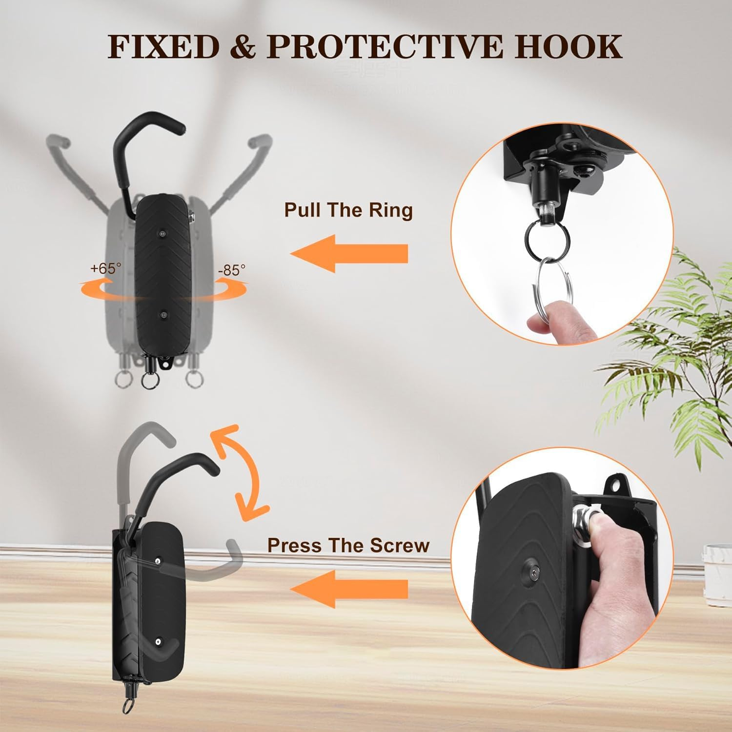 Lyfengdeam Swivel Bike Wall Mount &ndash; Vertical Bike Rack &ndash; Garage Bike Hook &ndash; Bike Storage Garage &ndash; Mountain Bike, Road, E-Bike Bike Bike Hook &ndash; Garage Bike Hook（1Pcs） image number 2