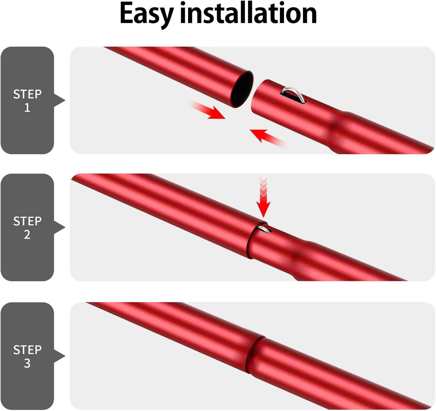 KOMCLUB Tent Tarp Poles 76" Adjustable Camping Tent Poles 19Mm Set of 2 Lightweight Aluminum Shade Pole for Awnings Canopy Rain Fly Shelter (Red) image number 2