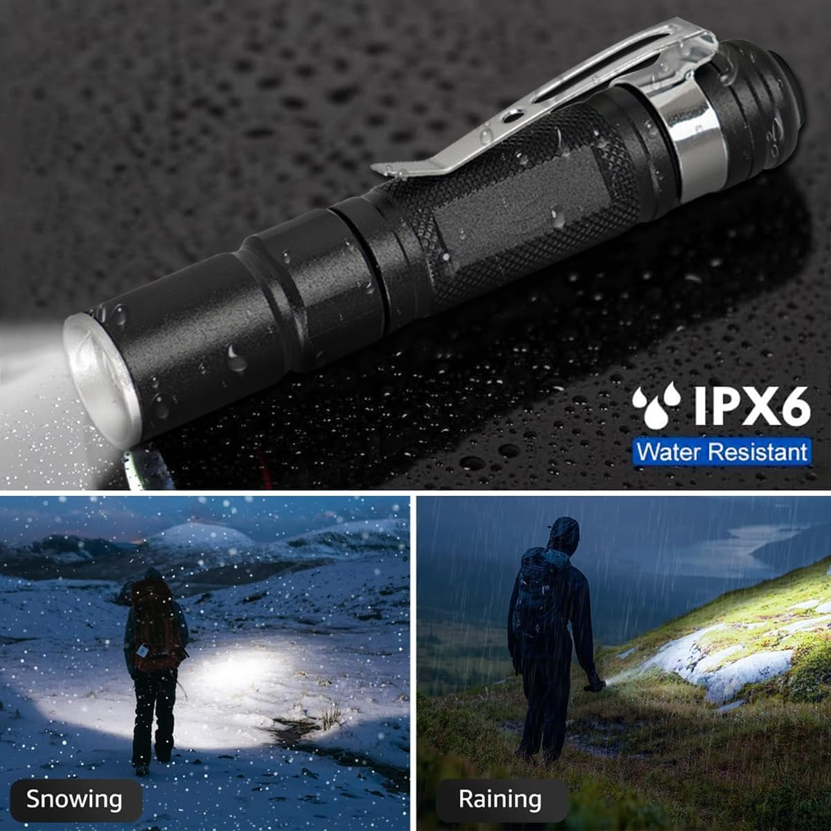 MODOAO Led Flashlights High Lumens, Multifunctional Telescopic Zoom Flash Light, Pocket Size Torch with High Light Mode, Mini Tactical Torch Light for Camping, Hiking, Fishing, Hunting