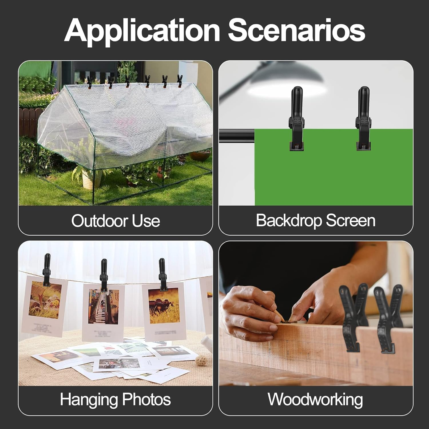 EMART 6 Pack Heavy Duty Muslin Spring Clamps, 4.5 Inch Photo Booth Backdrop Clips for Photography Studio - Black