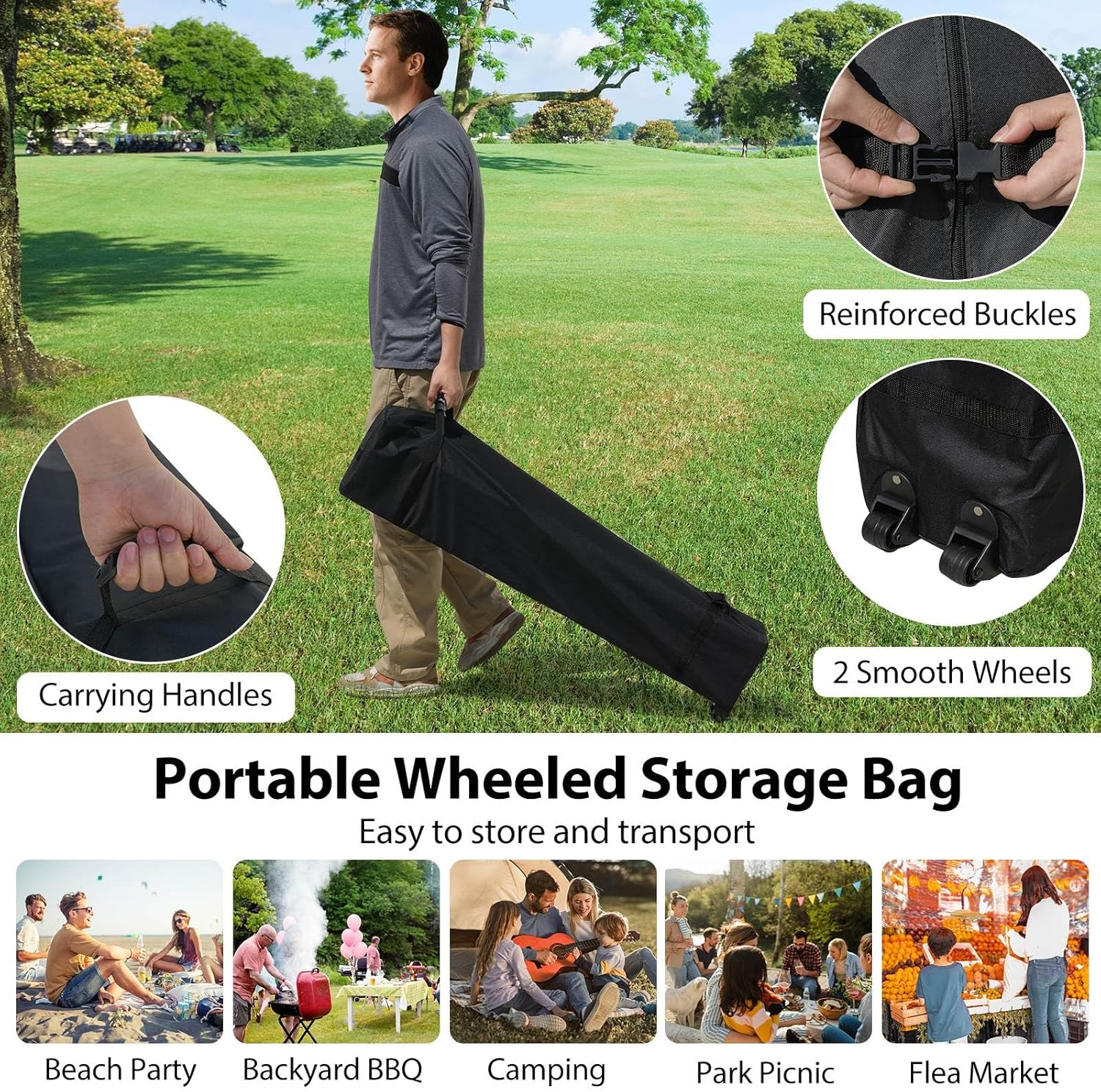 Costway 3 X 3 M Pop up Canopy Tent W/ 1 Sidewall, Wheeled Bag, 8 Stakes, 4 Anchors, 4 Wind Ropes, 4 Sandbags, Vented Top, Portable Foldable Outdoor Patio Shelter (Blue) image number 5