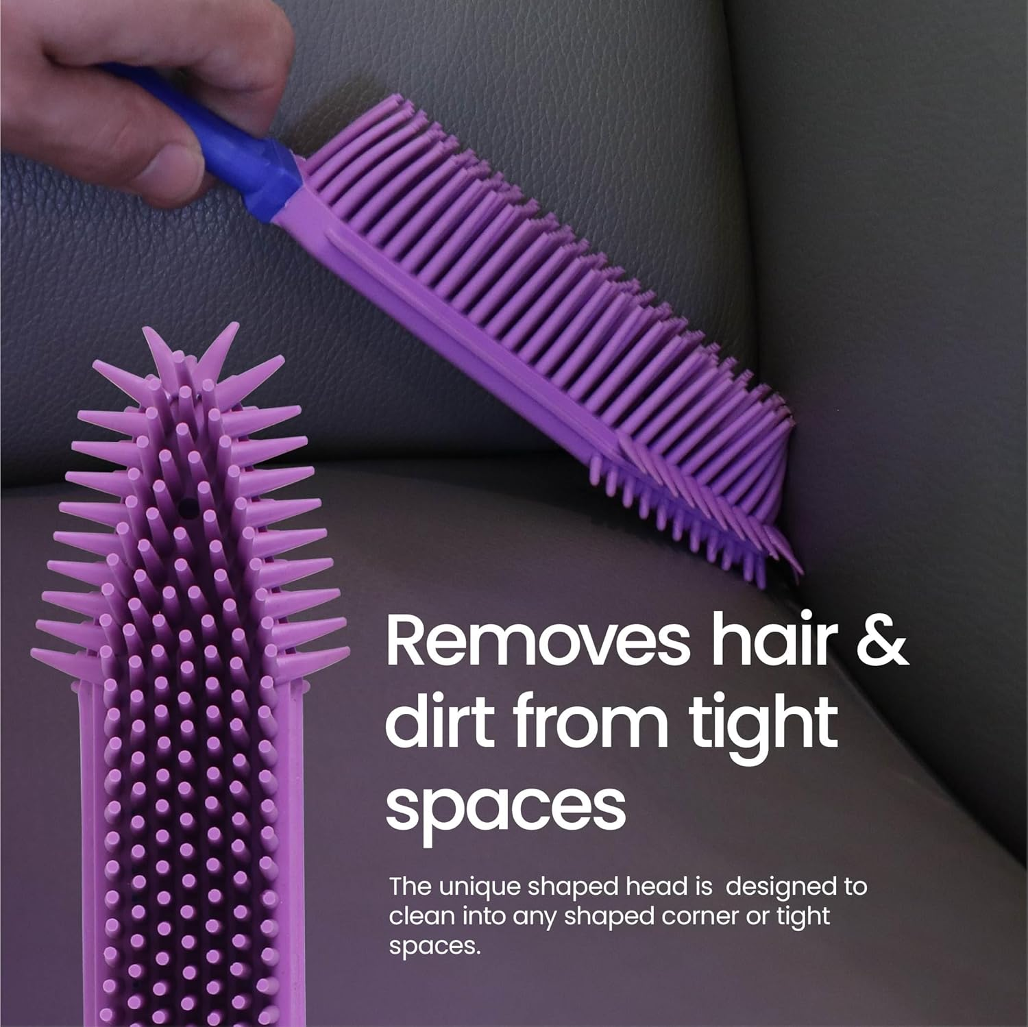 White Magic Pet Hair Brush &ndash; Natural Rubber Bristles for Removing Pet Hair, Dust & Dirt &ndash; Long Handle, Unique Head Design for Corners & Tight Spaces &ndash; Ideal for Pets, Carpets, Upholstery & Cars (27 &times; 5 Cm) image number 4