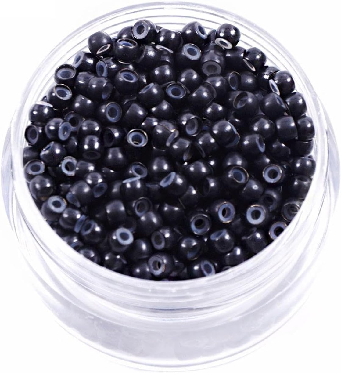 (Black) Silicone Nano Rings Hair Extension Set, Micro Rings and Nano Beads Hair Extension Set, Aluminum Rings, Silicone Coated Beads