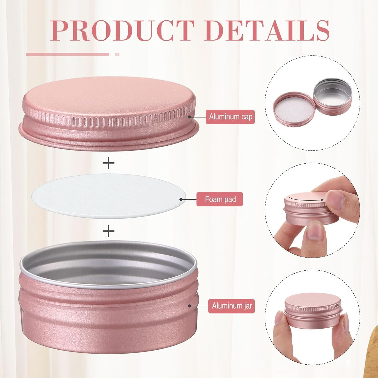 12Pcs Rose Gold Aluminum Tin Jars,Rose Gold Metal round Tins Aluminum Tin Can Salve Tin Container with Screw Lid,Rose Gold Aluminum Tin Jar Refillable Container Aluminum Screw Lid round Tin Container image number 1