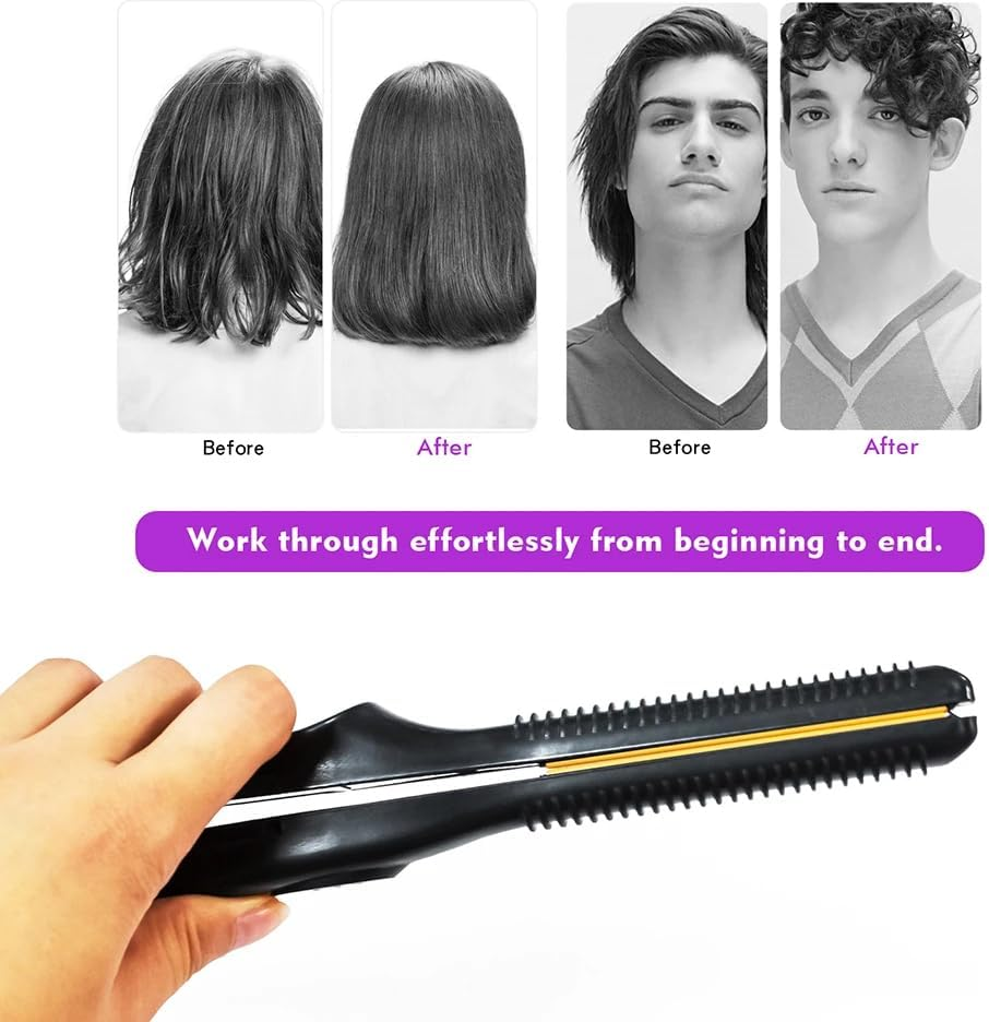 2 in 1 Hair Straightener, Ceramic Hair Curler with Adjustable Temperature, Professional Superfine Styling Tools for All Hair Types