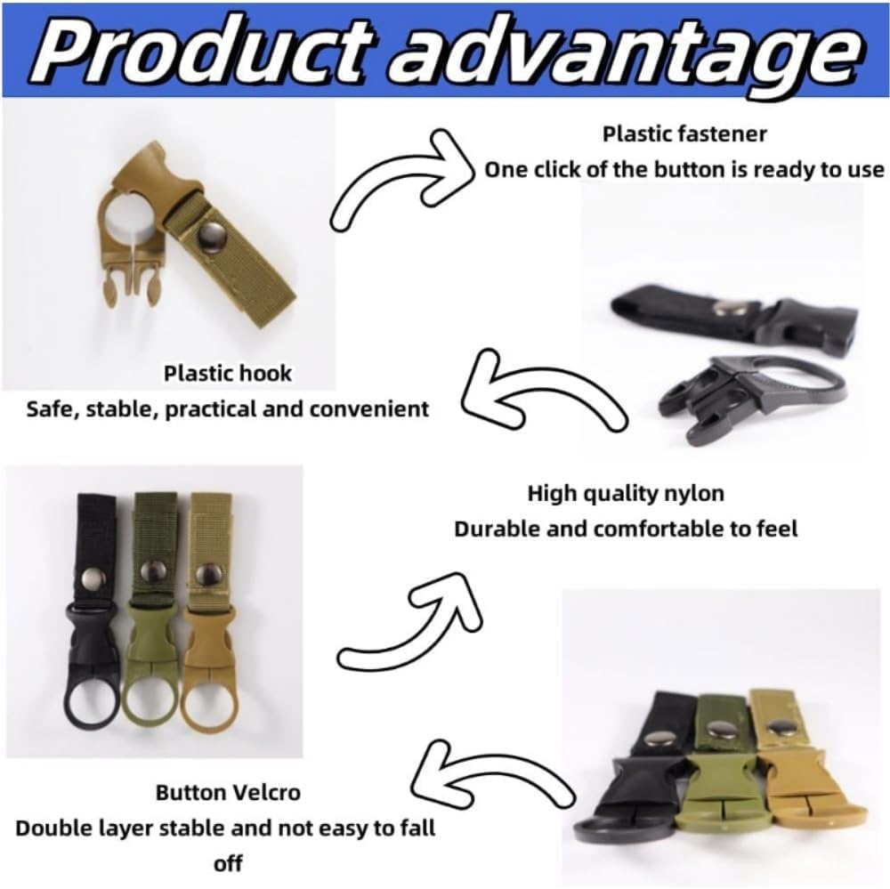 Goxfaca 8PCS Hanging Bottle Buckle Clip,Portable Mineral Water Bottle Ring Holder Outdoor Portable Water Bottle Ring Holder for Outdoor Camping Hiking Traveling image number 4