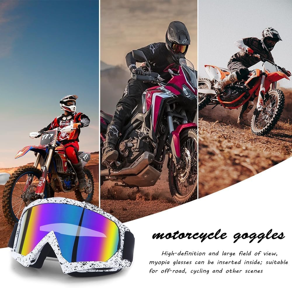 Motorcycle Goggles for Men Women, Ski Goggles, Windproof Dustproof Motocross Goggles, Windproof anti Fog UV Dirt Bike Goggles for Outdoor Sports Cycling Skiing image number 3