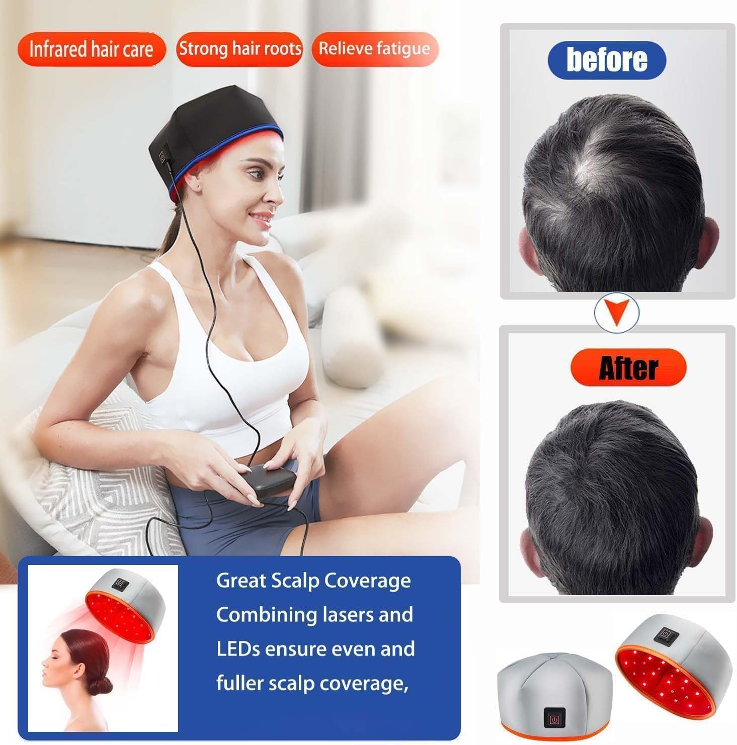 MINYI Ired Light Therapy for Hair Growth,Red Light Hair Growth System,Fda Cleared for Hair Loss in Men & Women,Advanced Hair Regrowth System,Red Light Therapy Cap. (Black 02) image number 5