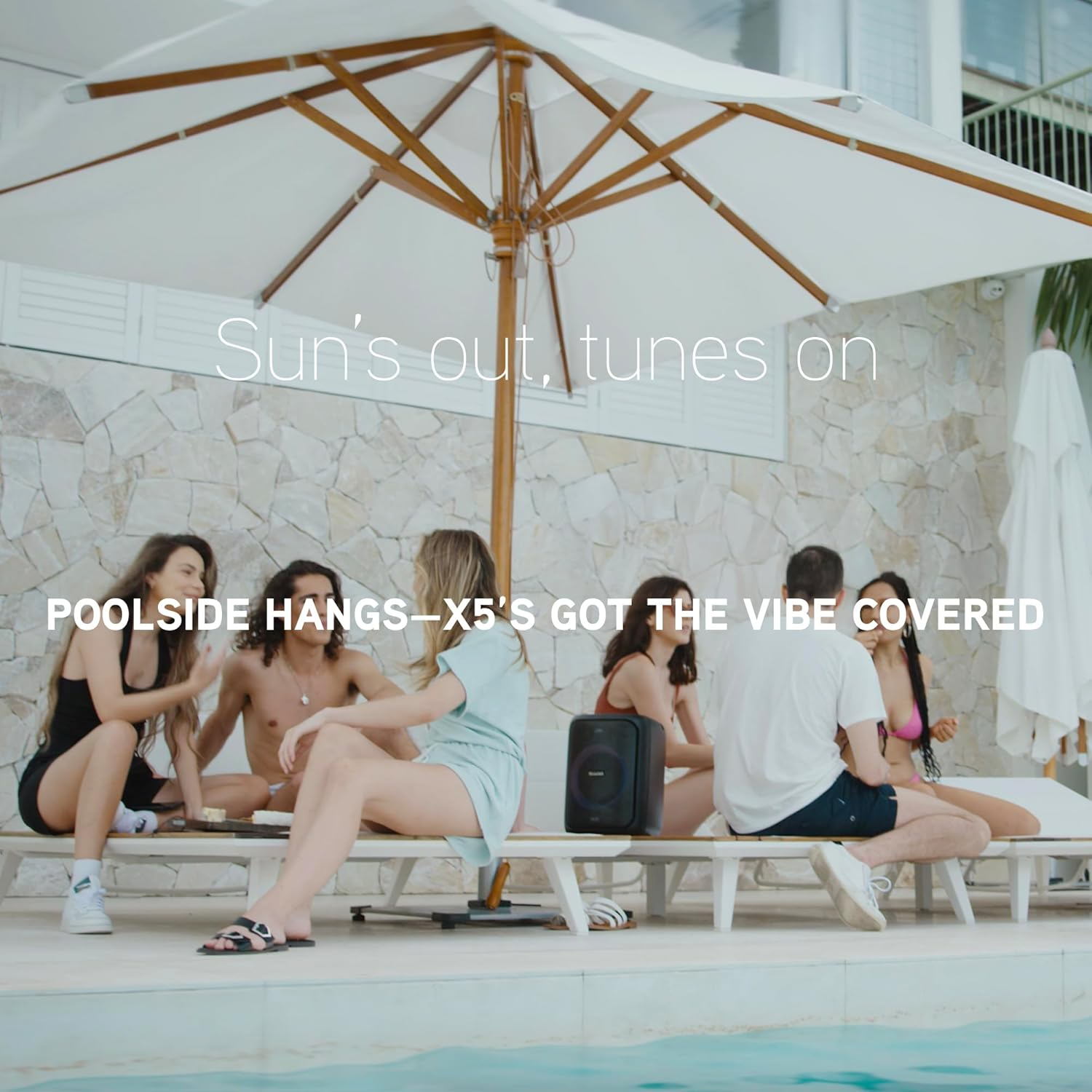 Blueant X5 | Portable Bluetooth Party Speaker | Black | 60W Peak Power | Includes (2) Microphones | (Up To) 20-Hrs Playtime image number 6