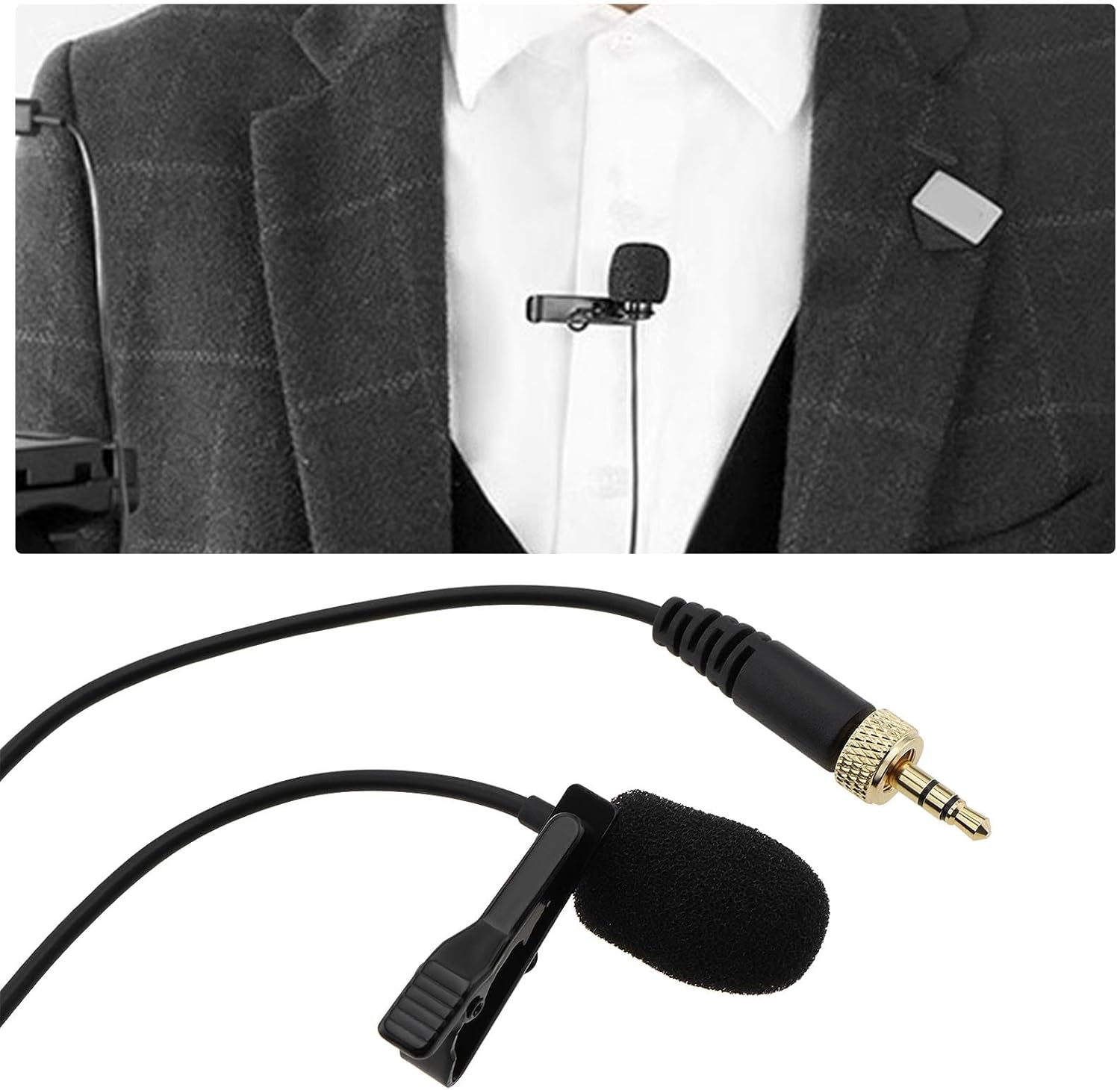 3.5Mm TRS Omnidirectional Lavalier Microphone Wireless Audio Microphone with Sponge Cover Compatible with Sennheiser EW100 EW300 EW500 SK100 1.5M image number 2