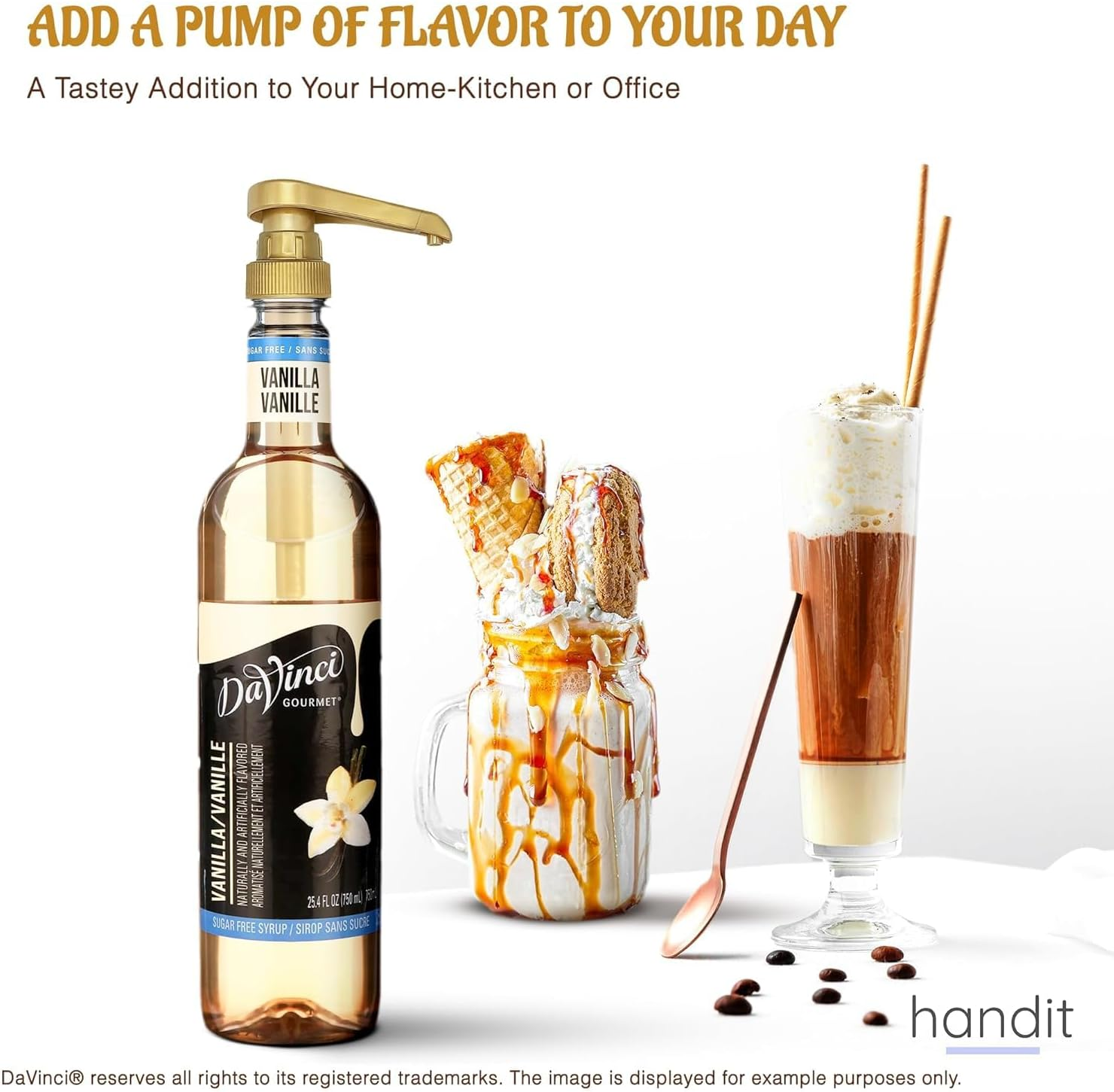 Coffee Syrup Pump Dispenser, 4 Packs of Syrup Pump for 750Ml/25.4 Oz Syrup Bottle, Gold Pumps for Coffee Syrup Bottle, Works with Torani, Davinci, Jordans Skinny 750Ml Syrups Bottles (Gold) image number 3