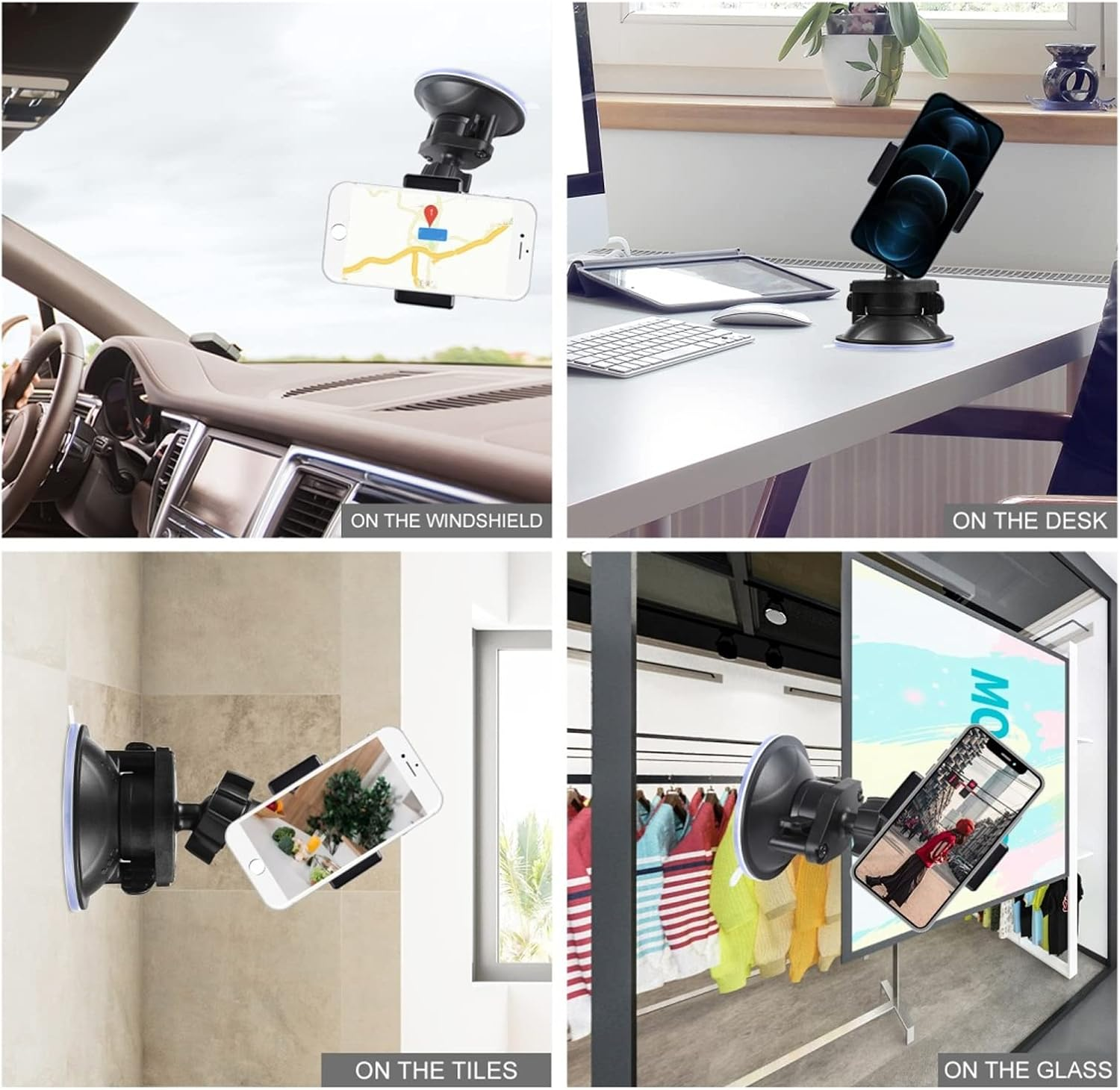 360&deg; Adjustable Suction Cup Phone Holder for Car Dashboard, Strong Suction Cup, Shock Absorption, Easy and Convenient, Clamp Range 6-9Cm, Mini Suction Cup Car Phone Mount image number 5